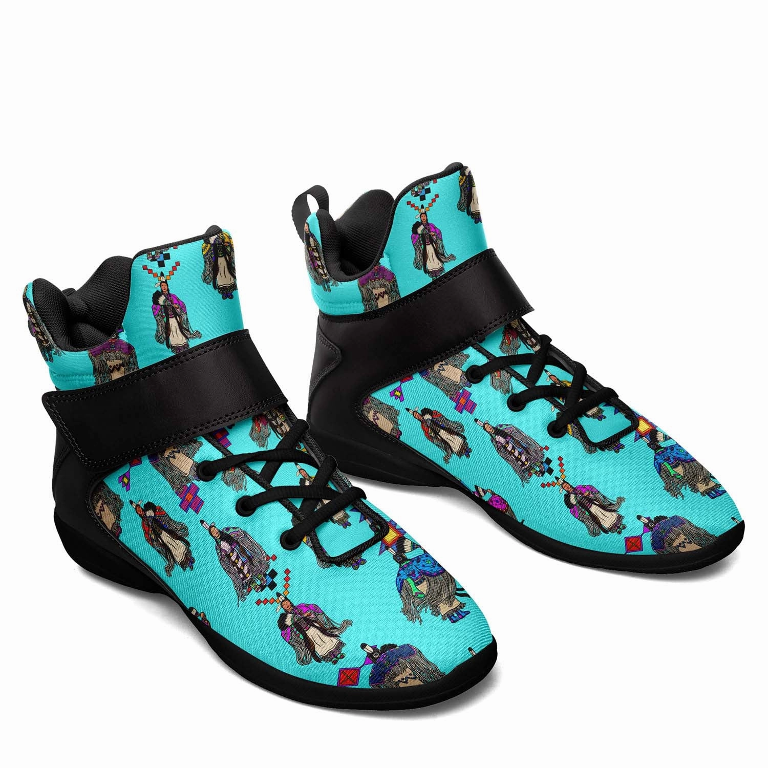 Basketball Shoes Size 17 Women's Tradish Dancers Turquoise Ipottaa Basketball / Sport High Top Shoes - Black Sole