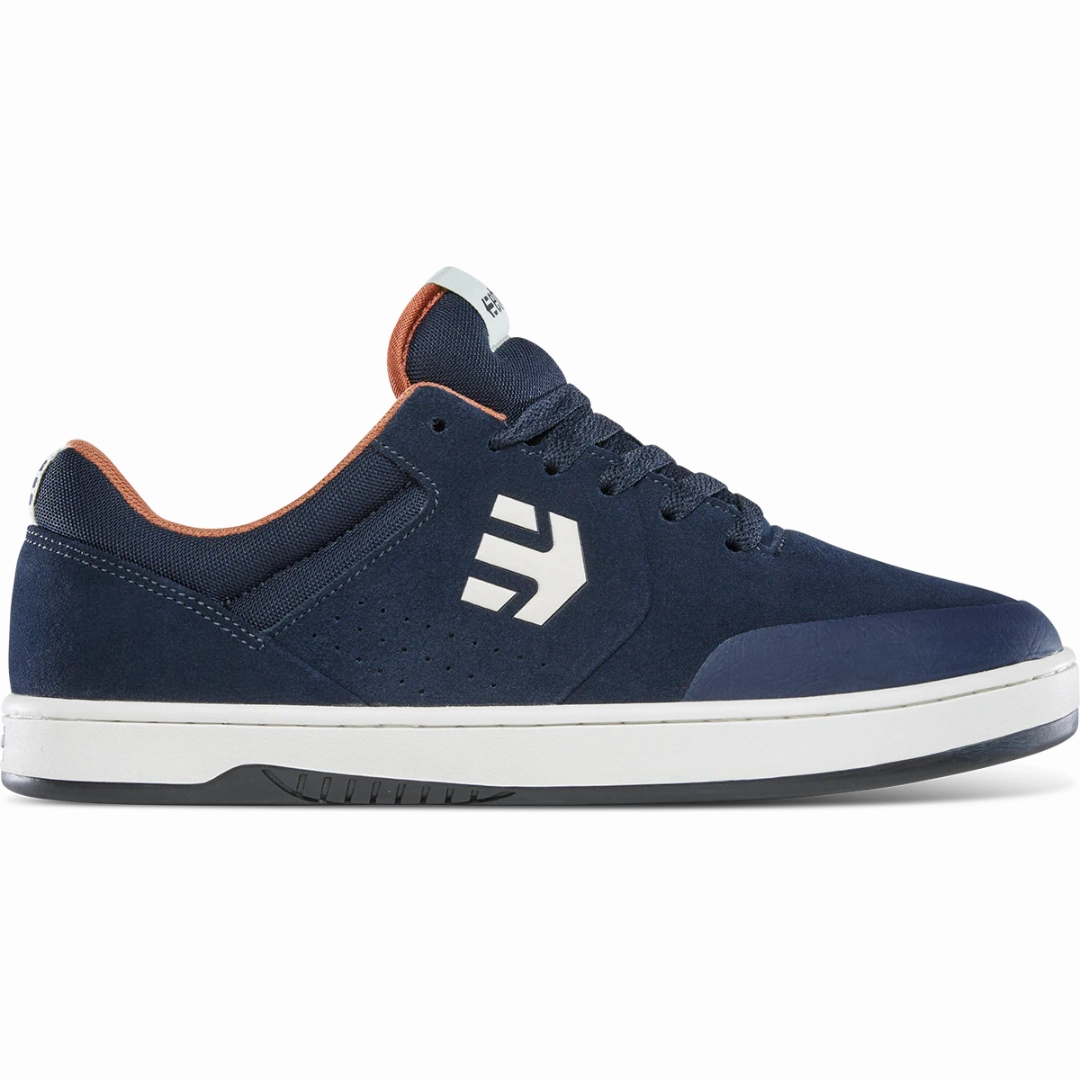 Best Mid Skate Shoes Etnies Marana Michelin x Nassim Lachhab Navy / Brown / White Skate Shoes