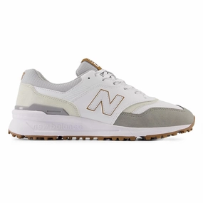 New Balance 997 Spikeless Wide (EE) Golf Shoes - White/Grey Zero Drop Golf Shoes