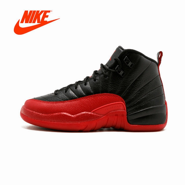 Original New Arrival Authentic NIKE Air Jordan 12 Retro BG AJ 12 Women's 153265-002 Basketball Shoes Sneakers Breathable Outdoor Carolina Basketball Shoes