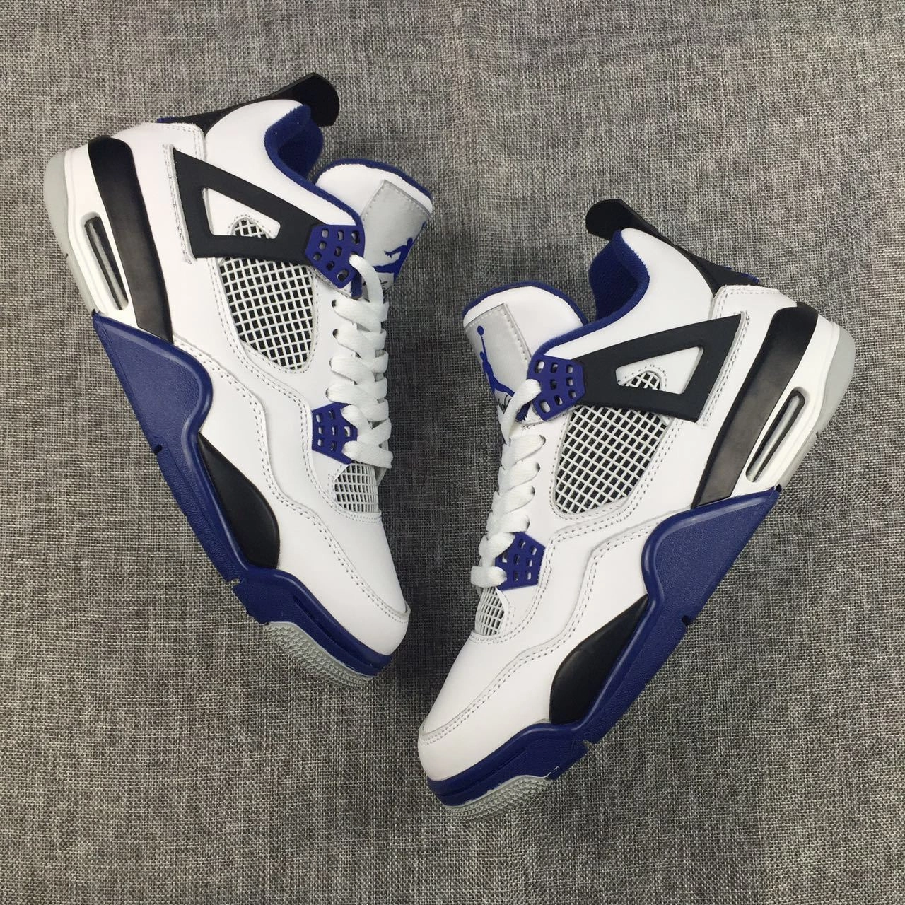 Top Selling Basketball Shoes 2018 Nike Air Jordan 4 Retro Motosports White Black Blue Basketball Men