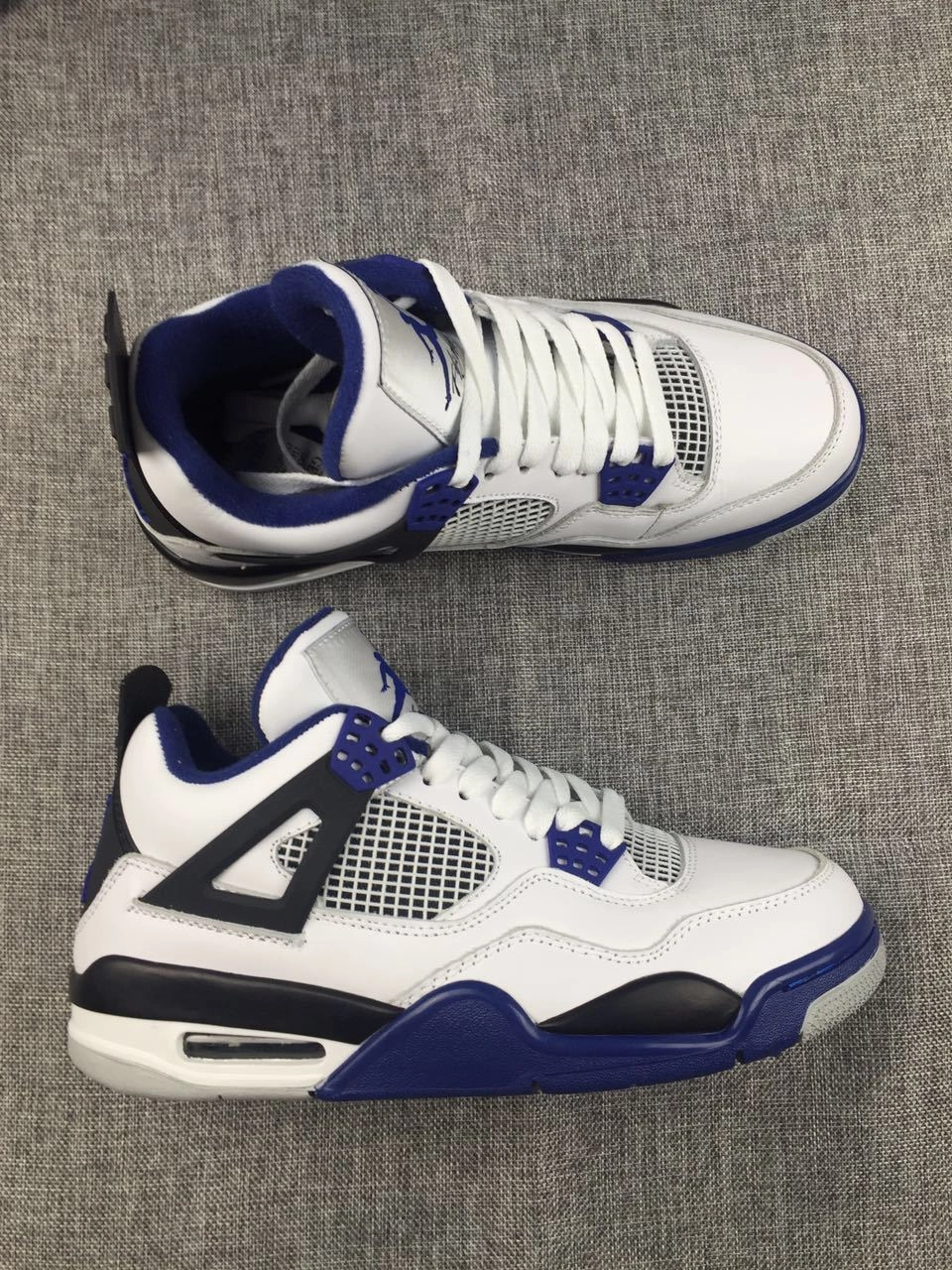 Nike Air Jordan 4 Retro Motosports White Black Blue Basketball Men Best Basketball Shoes For Power Forwards