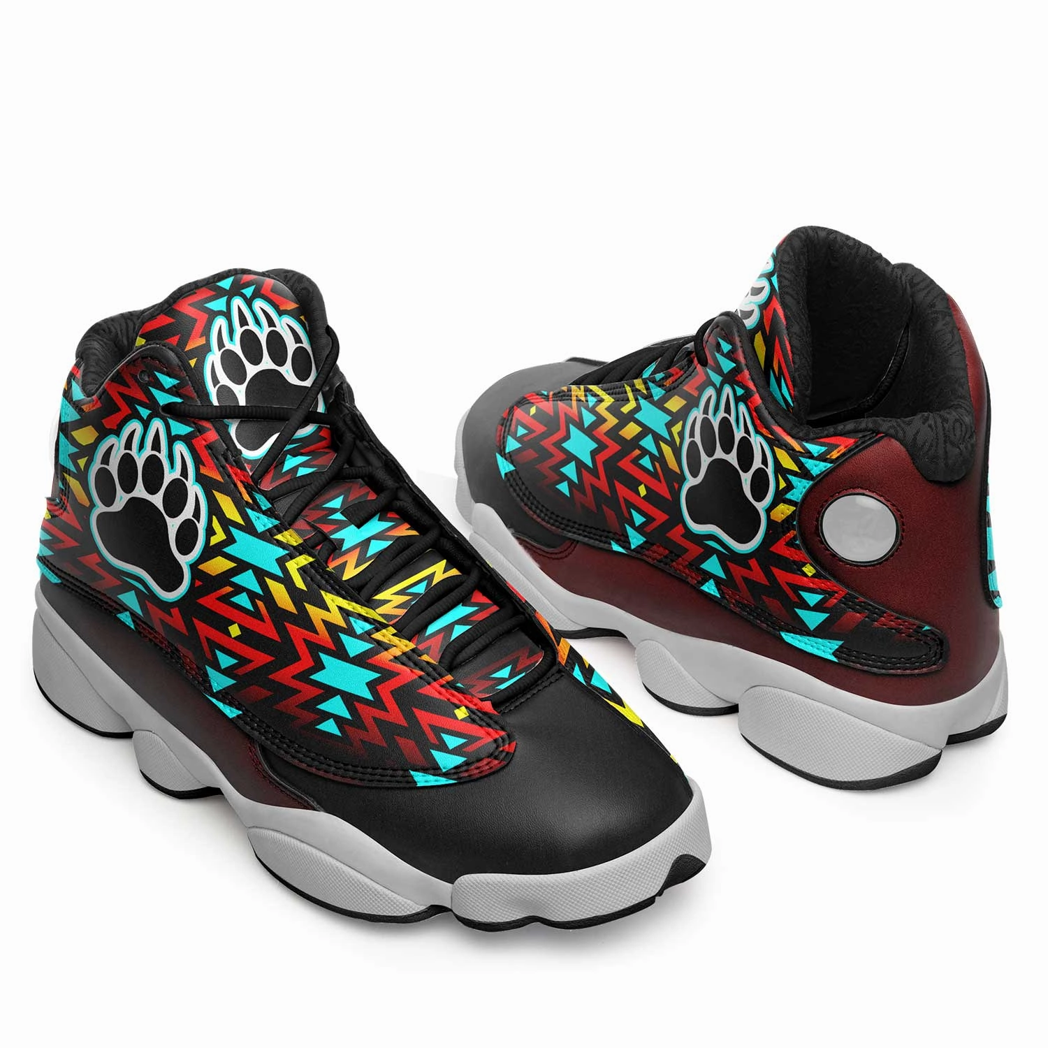 Fire Colors and Turquoise Bearpaw Isstsokini James Basketball Shoes Vol 2
