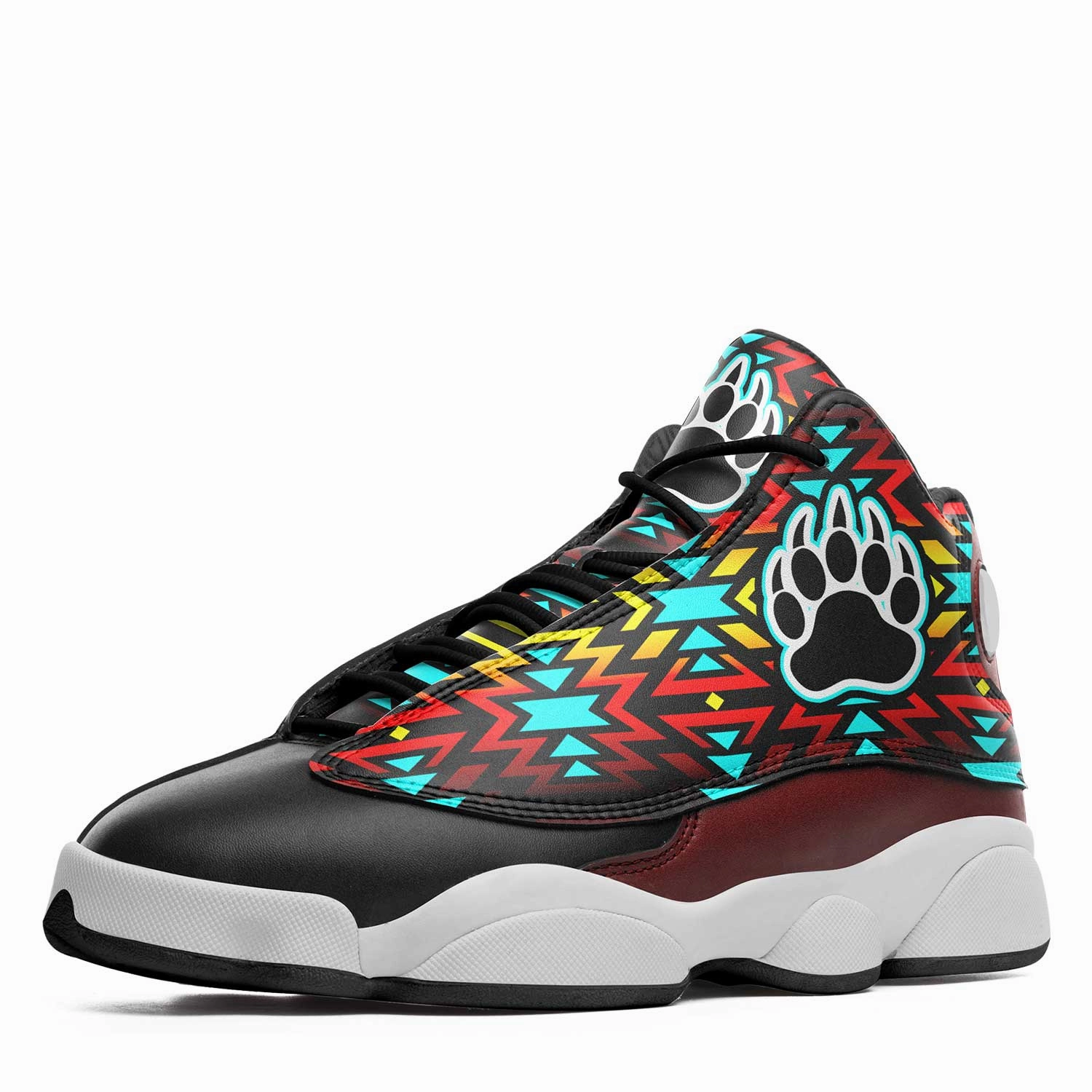 High Top Outdoor Basketball Shoes Fire Colors and Turquoise Bearpaw Isstsokini