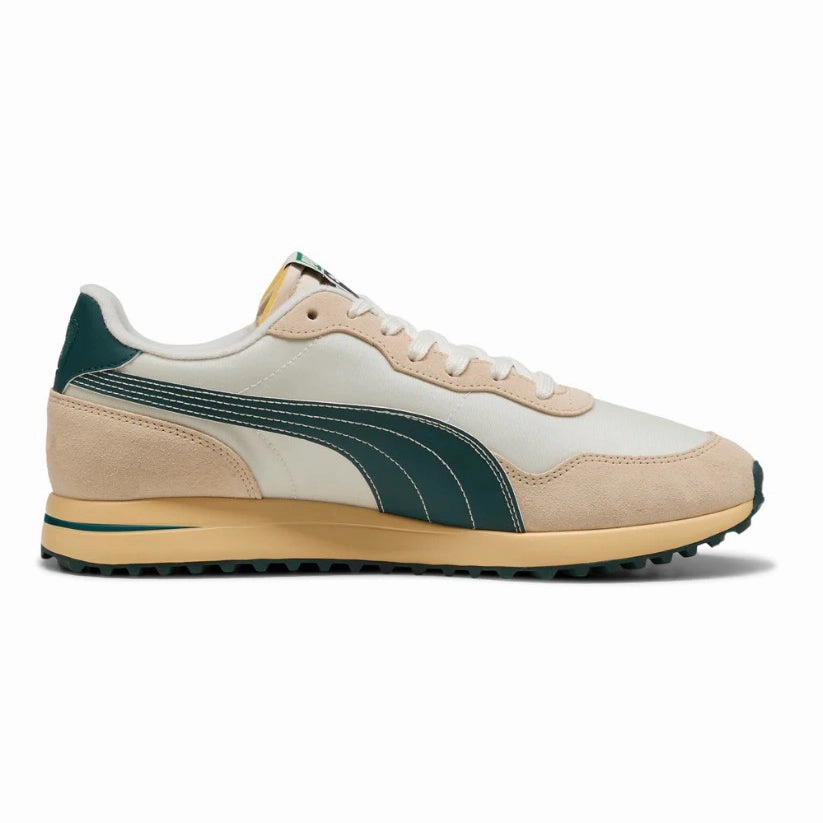Puma Helsinki G Spikeless Golf Shoes - Frosted Ivory/Green Terrain/Light Straw Foothoy Golf