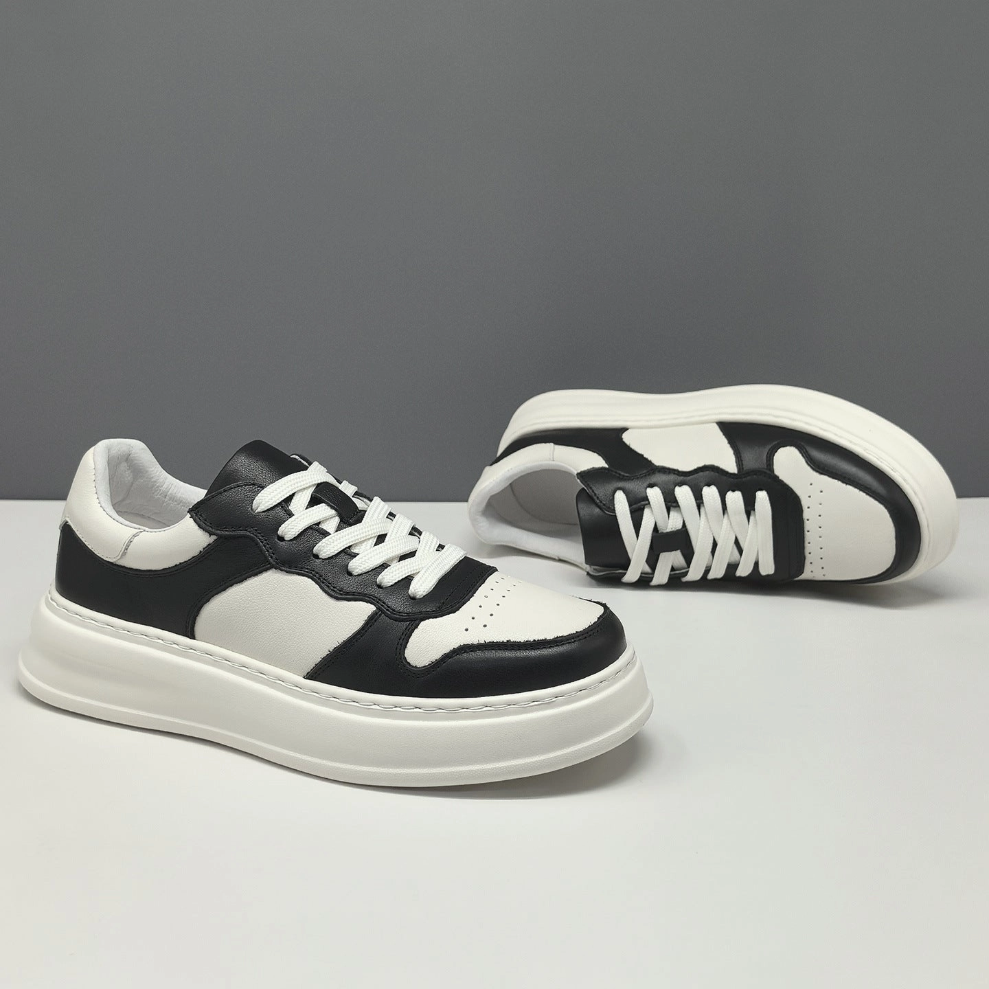 Men's Fashion Quilted Leather Breathable Casual Sneakers Tweed Sneakers