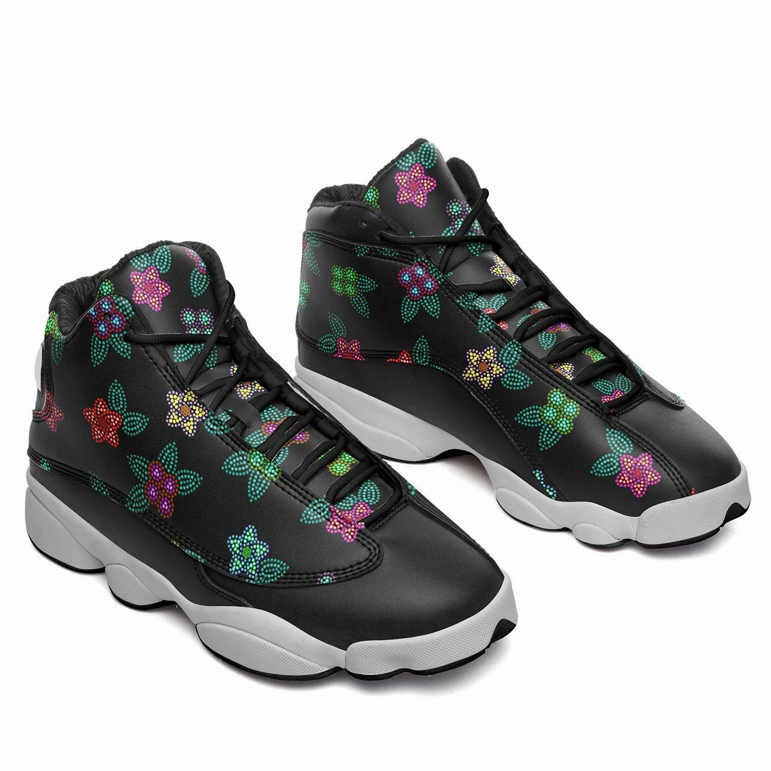 Berry Flowers Black Isstsokini Sparkly Basketball Shoes