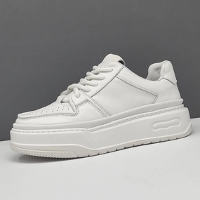 Dyeable Sneakers Men Minimalism Breathable Leather Thick Soled Casual Sneakers