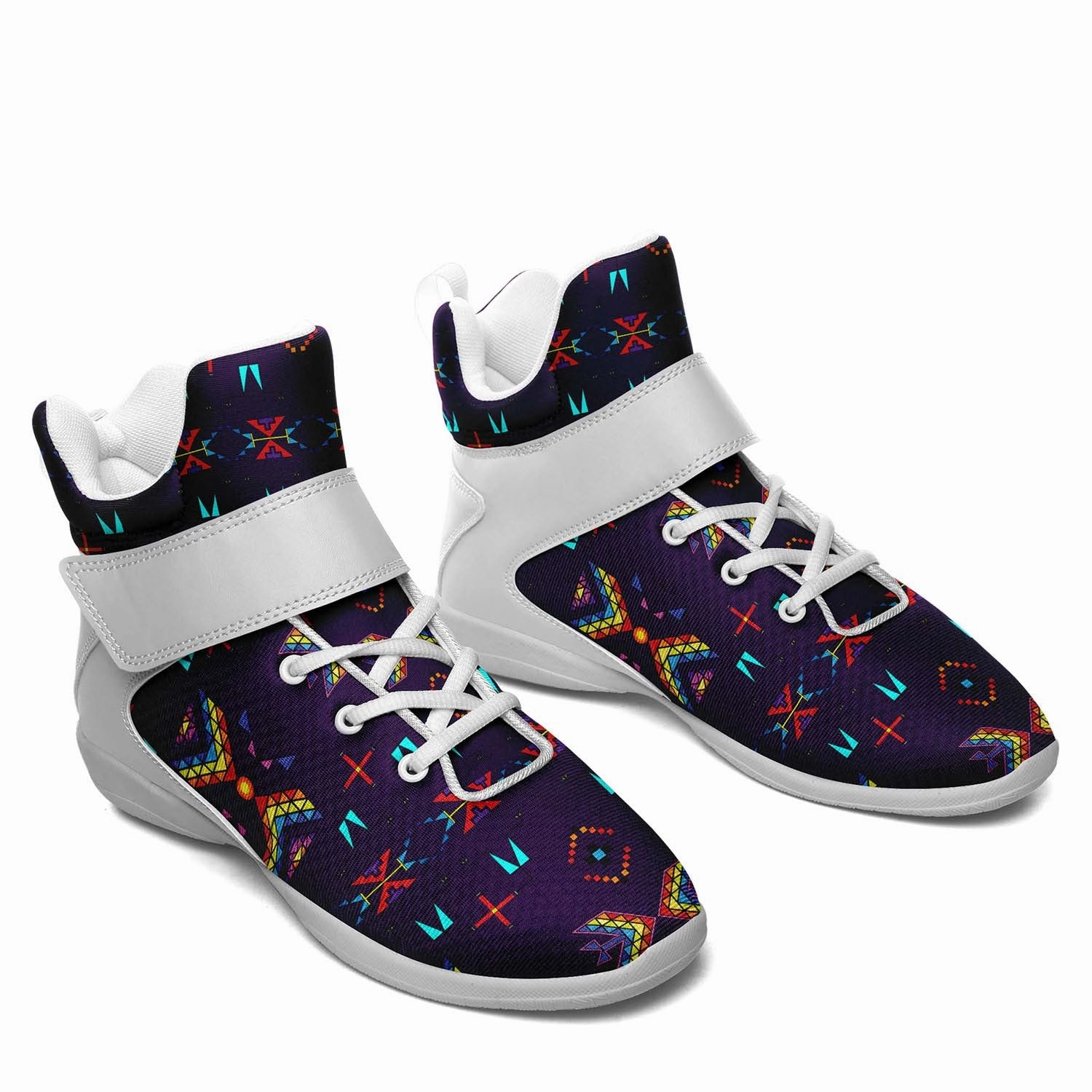 Rainy Chief Rainbow Dark Purple Ipottaa Basketball / Sport High Top Shoes - White Sole Basketball Shoes Commercial