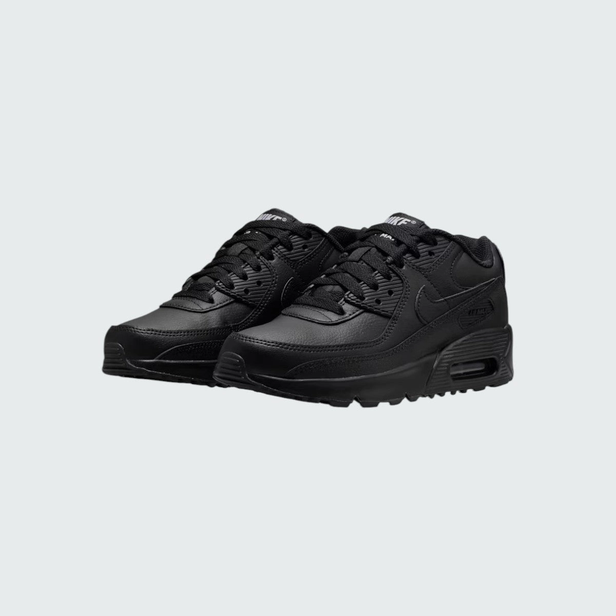 Nike Air Max 90 Juniors Triple Black Leather Trainers HF6358 001 Nike Track Shoes