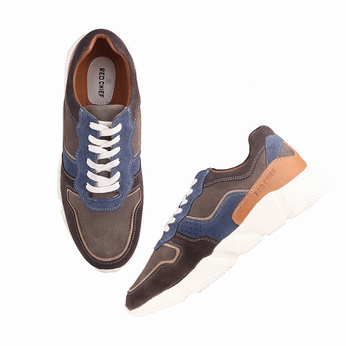 Red Chief Gray/Blue Casual Shoes for Men RC3751 1187 Silver Metallic Ankle Boots