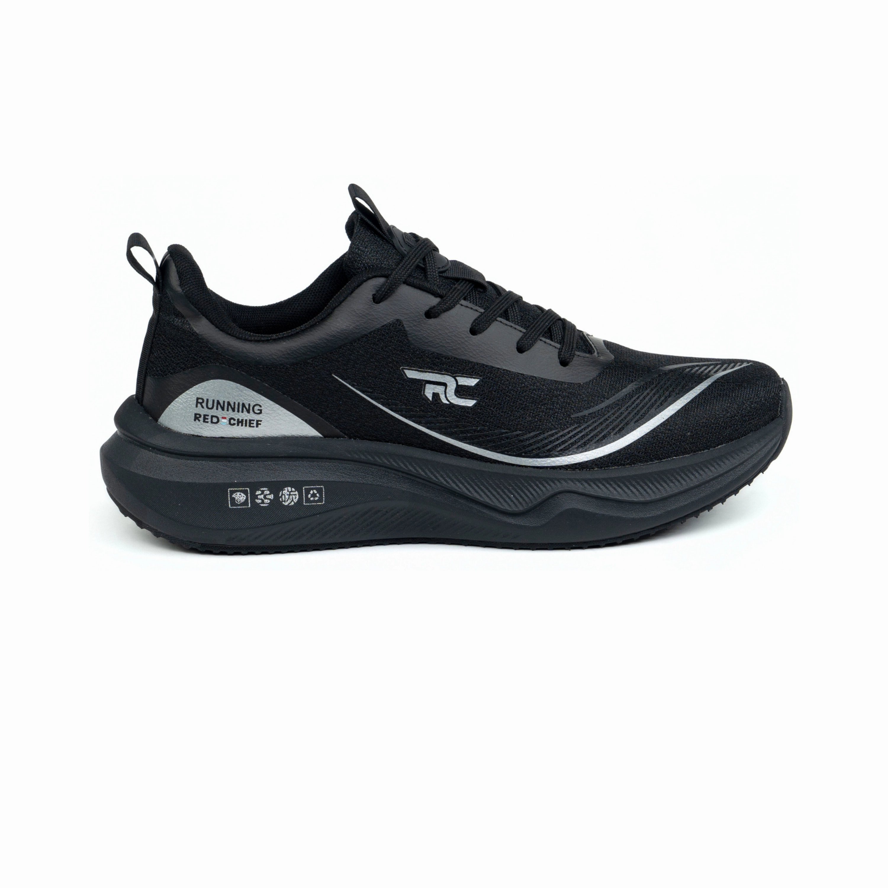 Red Chief Sports Black Running Shoes For Men R1703 001 Slip On Running Shoes