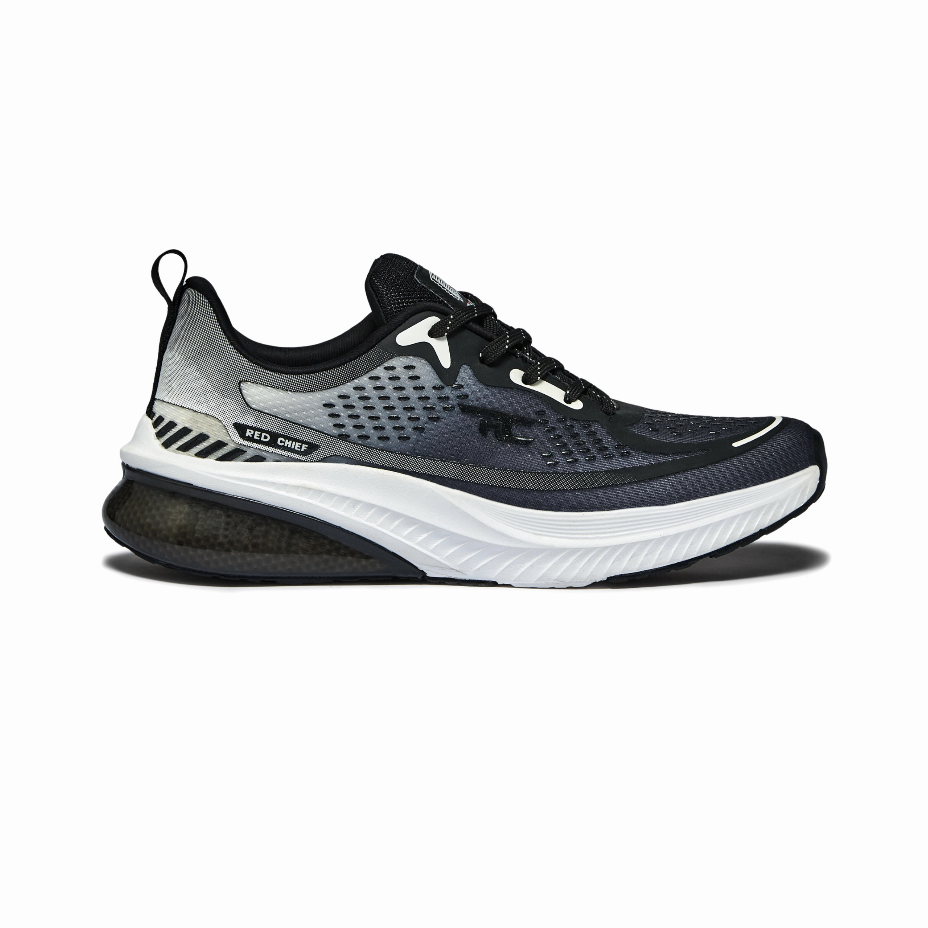 Red Chief Sports Black-White Running Shoes For Men R1704 F025 Top Marathon Running Shoes