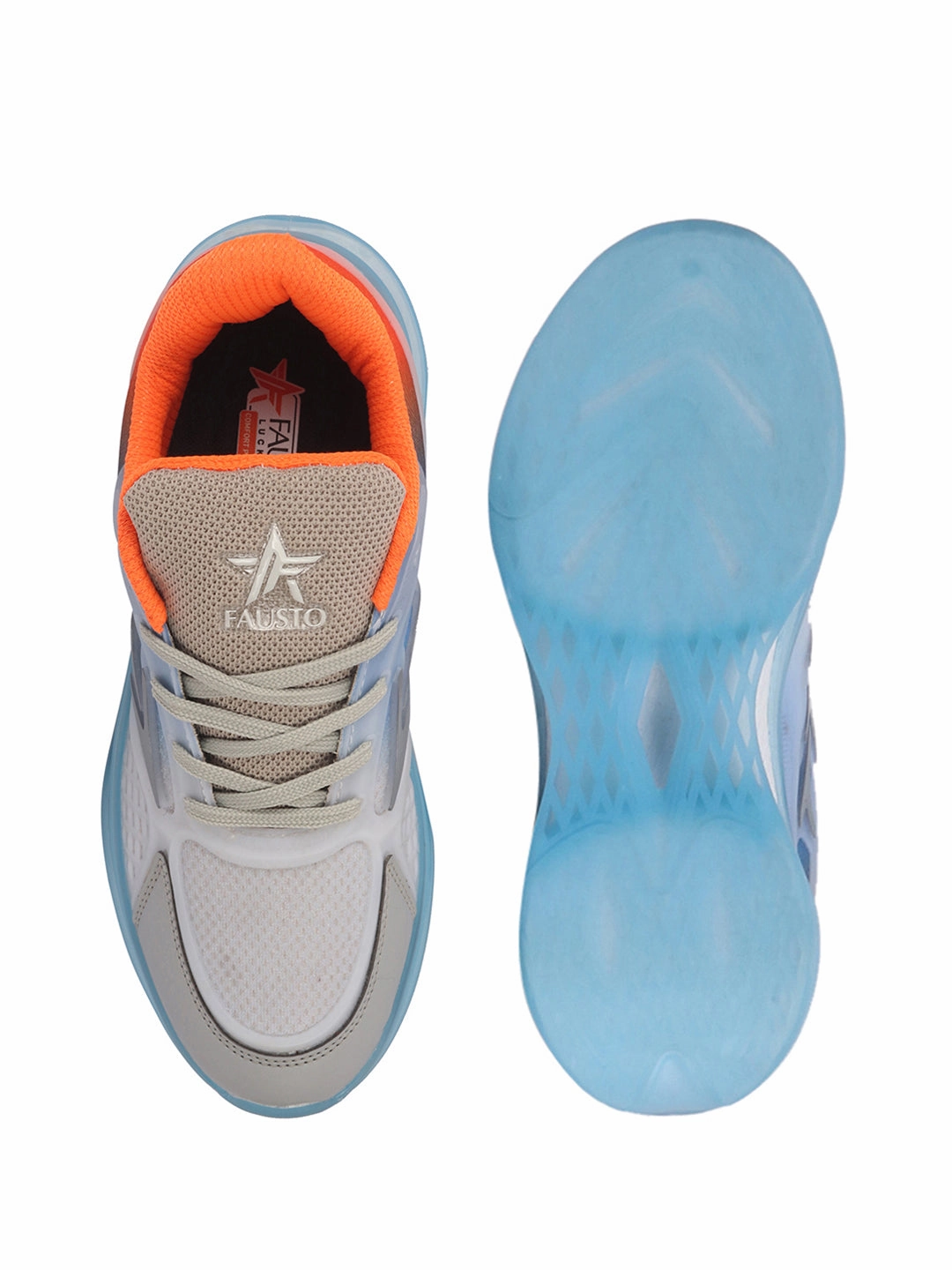 Knee High Sneakers FAUSTO Men Orange Sports Running Sneakers|Memory Cushion And Anti-Skid Bounce Back Phylon Sole|All Day Comfortable Walking Shoes|Gym And Training Shoes