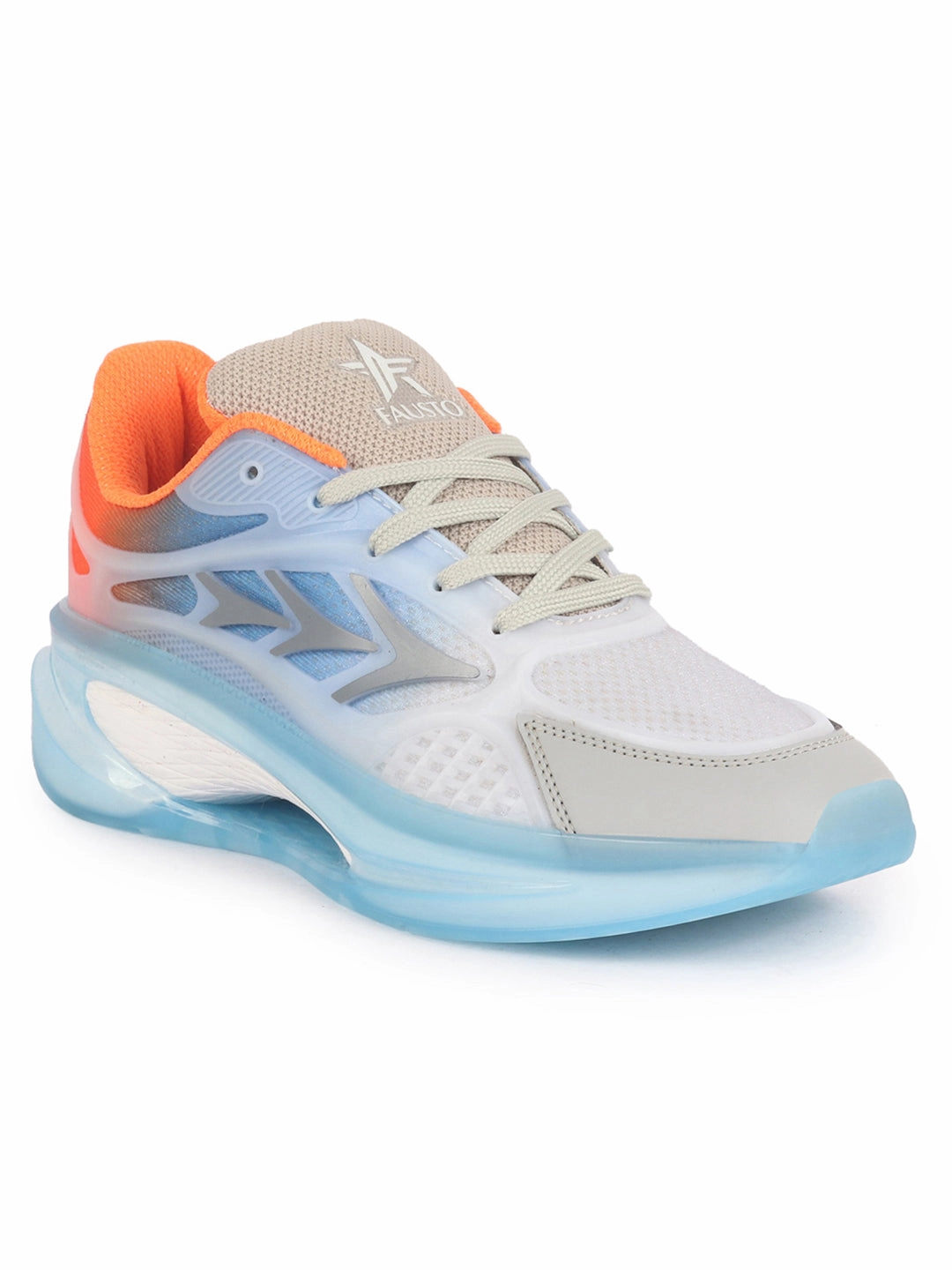 Smiles Sneakers FAUSTO Men Orange Sports Running Sneakers|Memory Cushion And Anti-Skid Bounce Back Phylon Sole|All Day Comfortable Walking Shoes|Gym And Training Shoes