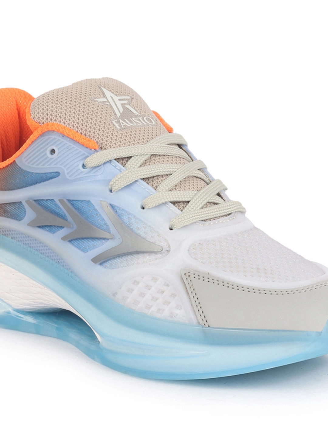 FAUSTO Men Orange Sports Running Sneakers|Memory Cushion And Anti-Skid Bounce Back Phylon Sole|All Day Comfortable Walking Shoes|Gym And Training Shoes High Wedge Sneakers