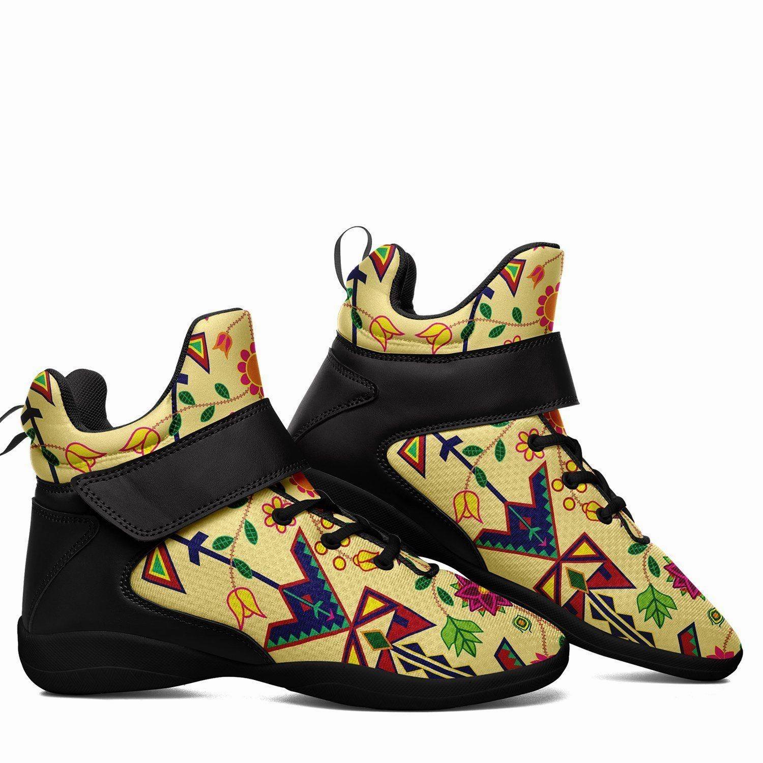 Geometric Floral Spring Vanilla Ipottaa Basketball / Sport High Top Shoes - Black Sole Basketball Shoes 2048