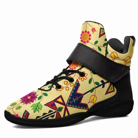Create Your Basketball Shoes Geometric Floral Spring Vanilla Ipottaa Basketball / Sport High Top Shoes - Black Sole