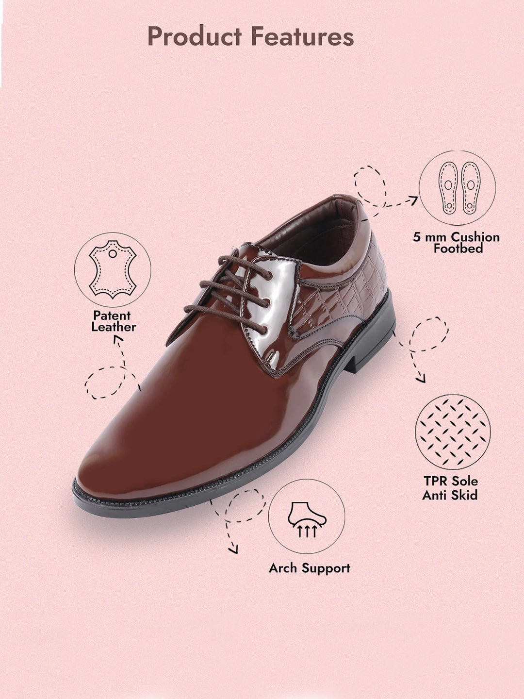 Safety Work Boots Men Tan Patent Leather Party Formal Embossed Design Office Lace Up Derby Shoes