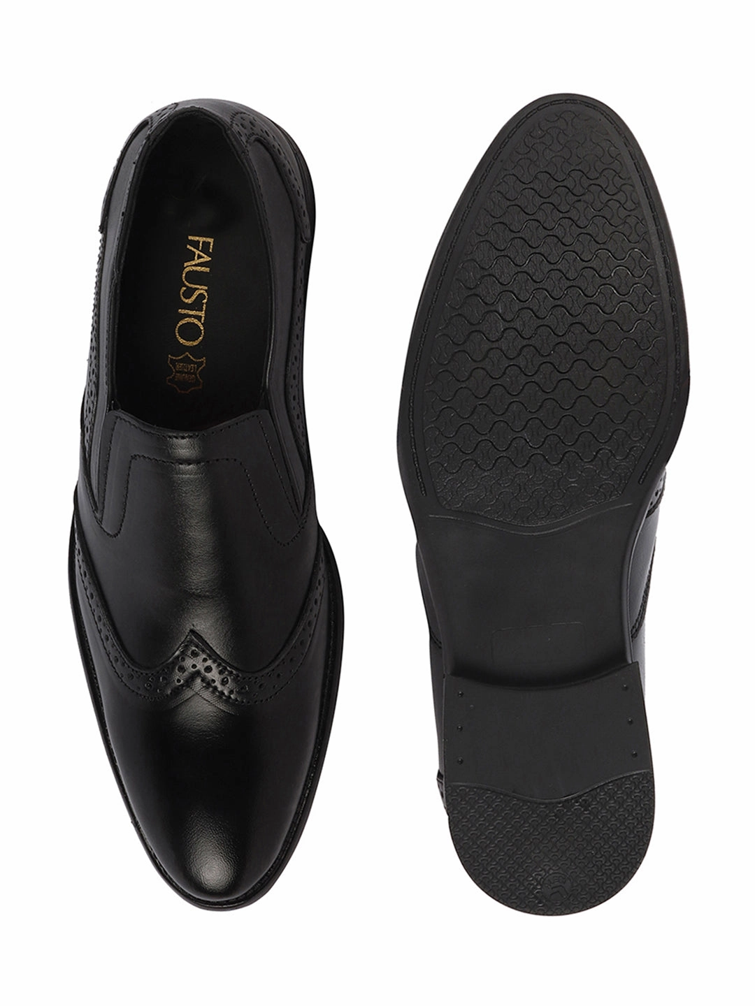 11 Ee Work Boots Men Black Party Formal Office Genuine Leather Brogue Slip On Shoes