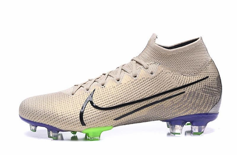 Fab Five Nike Shoes Mercurial Superfly 7 Elite Flyknit 360 FG Soccers Cleats Shoes Grey White