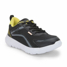 Shoes For Running And Gym Lucy & Luke Lacing Black Sports Shoes For Kids ZEAL-L By Liberty