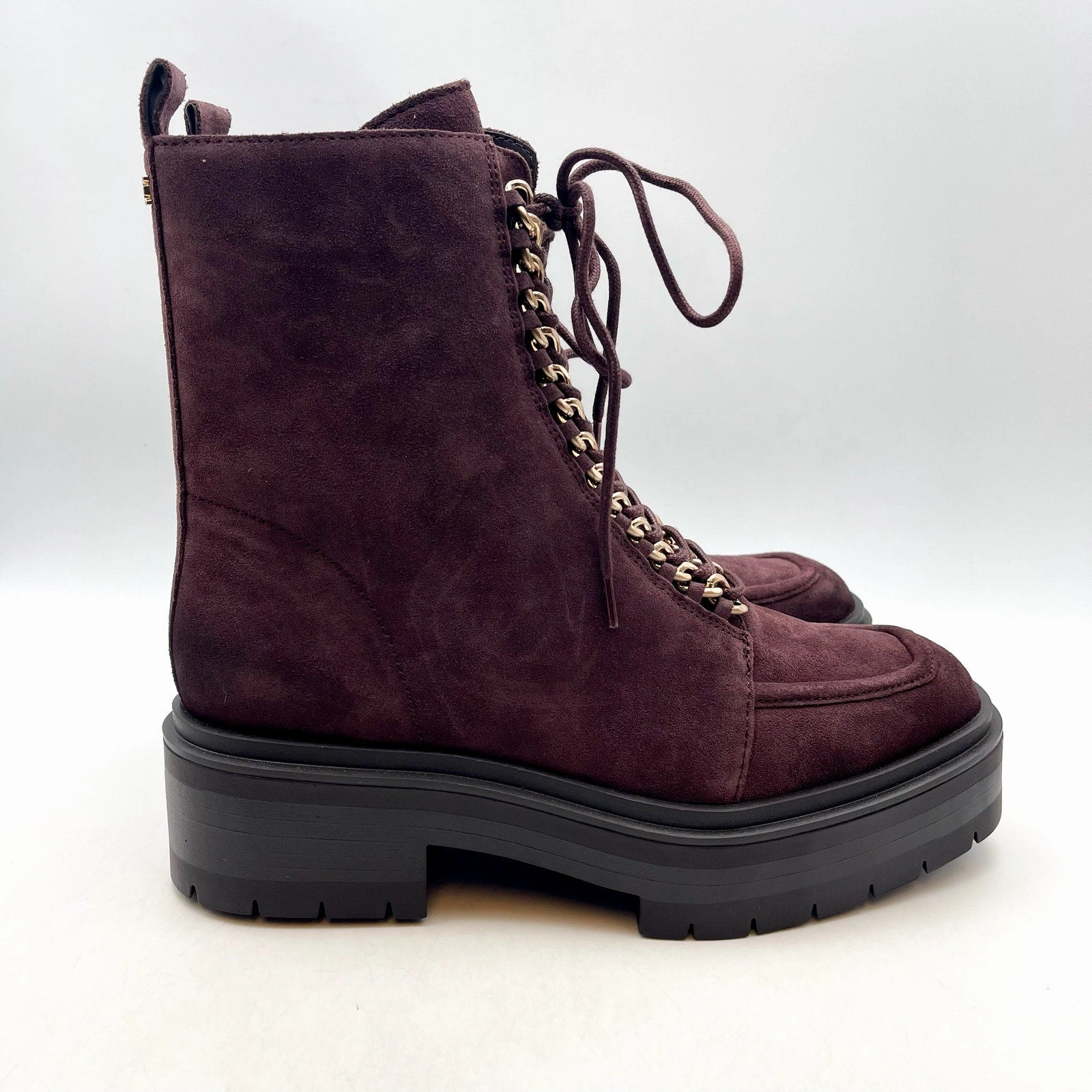 Sam Edelman Women Lovrin Platform Combat Boot US 8 M EU 38.5 Burgundy Suede NWOB 2023 Combat Boots