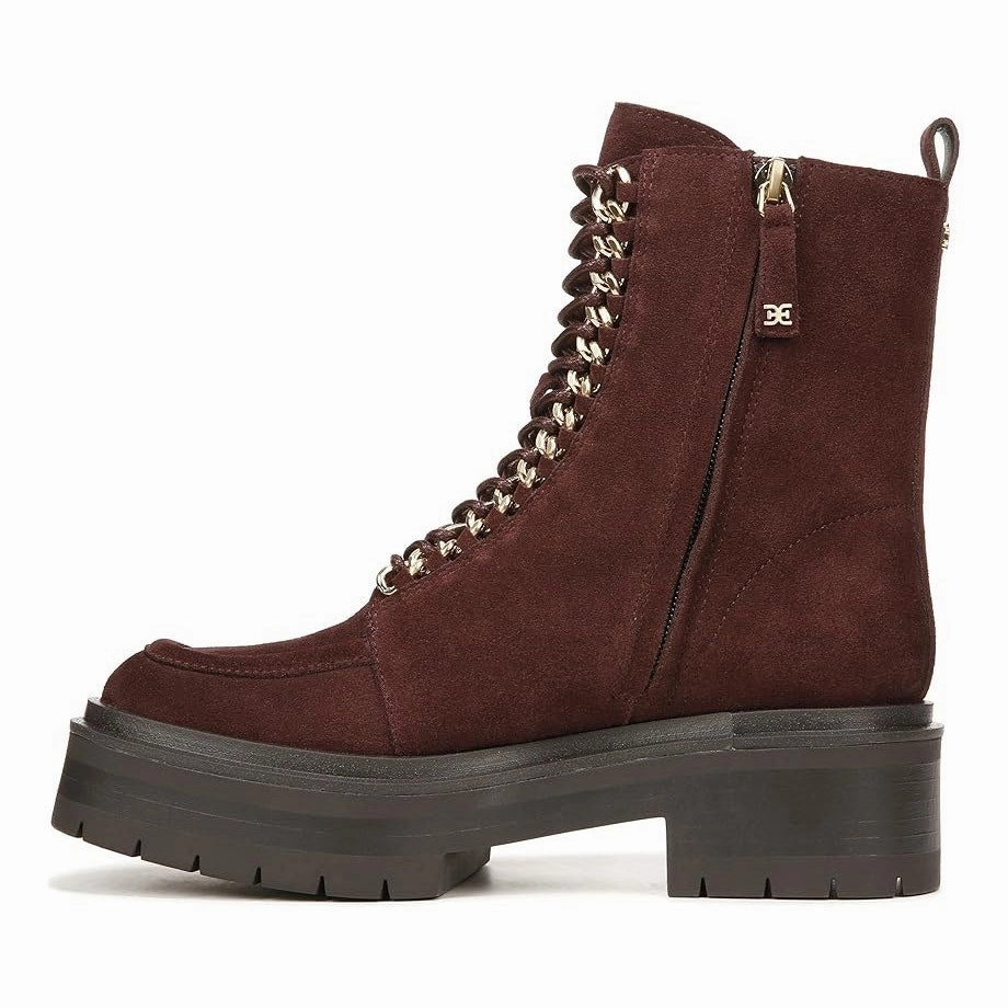 Platform High Heel Combat Boots Sam Edelman Women Lovrin Platform Combat Boot US 8 M EU 38.5 Burgundy Suede NWOB