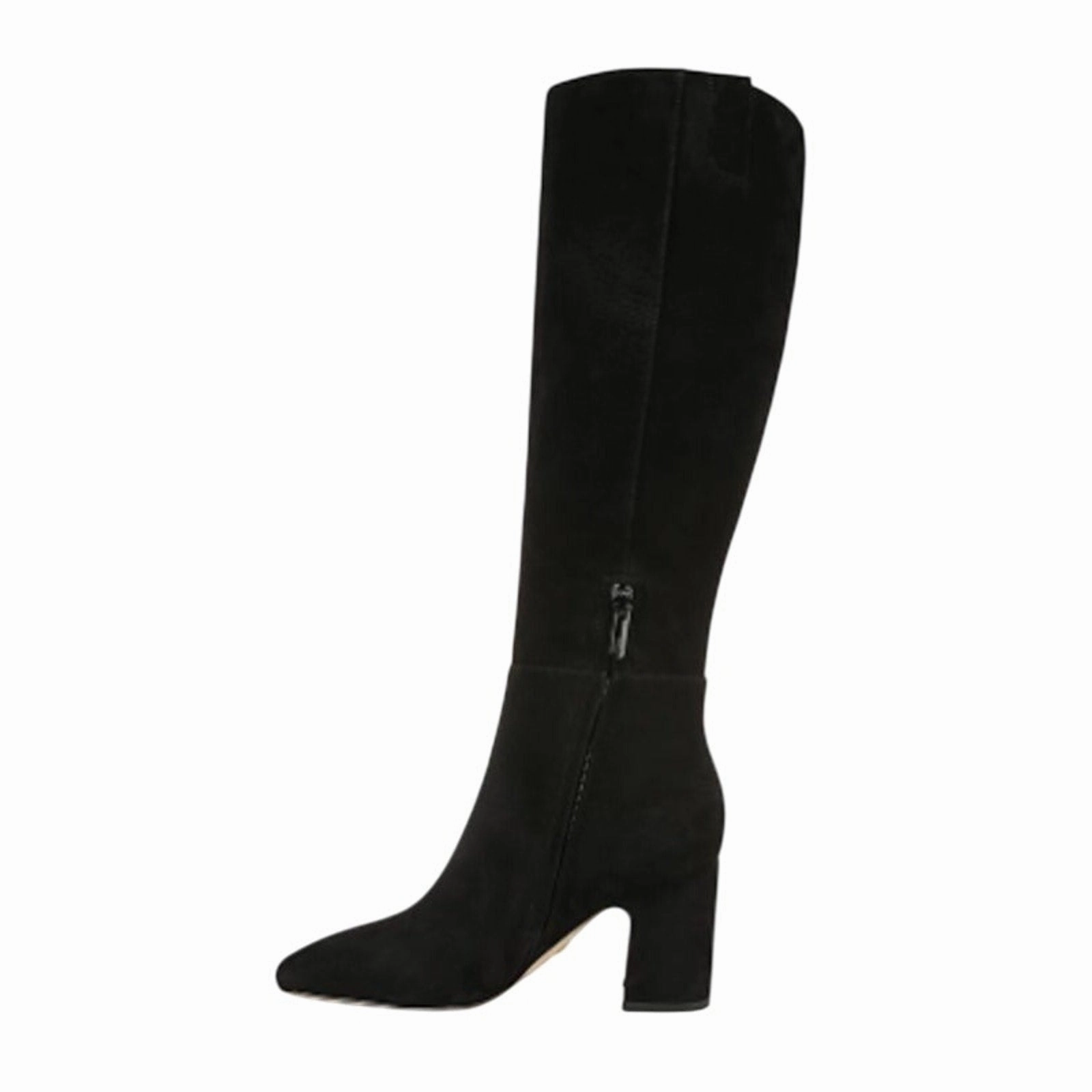 High Knee Flat Boots Sam Edelman Women's Faren Boots US 9 M EU 40 Black Suede Leather NIB