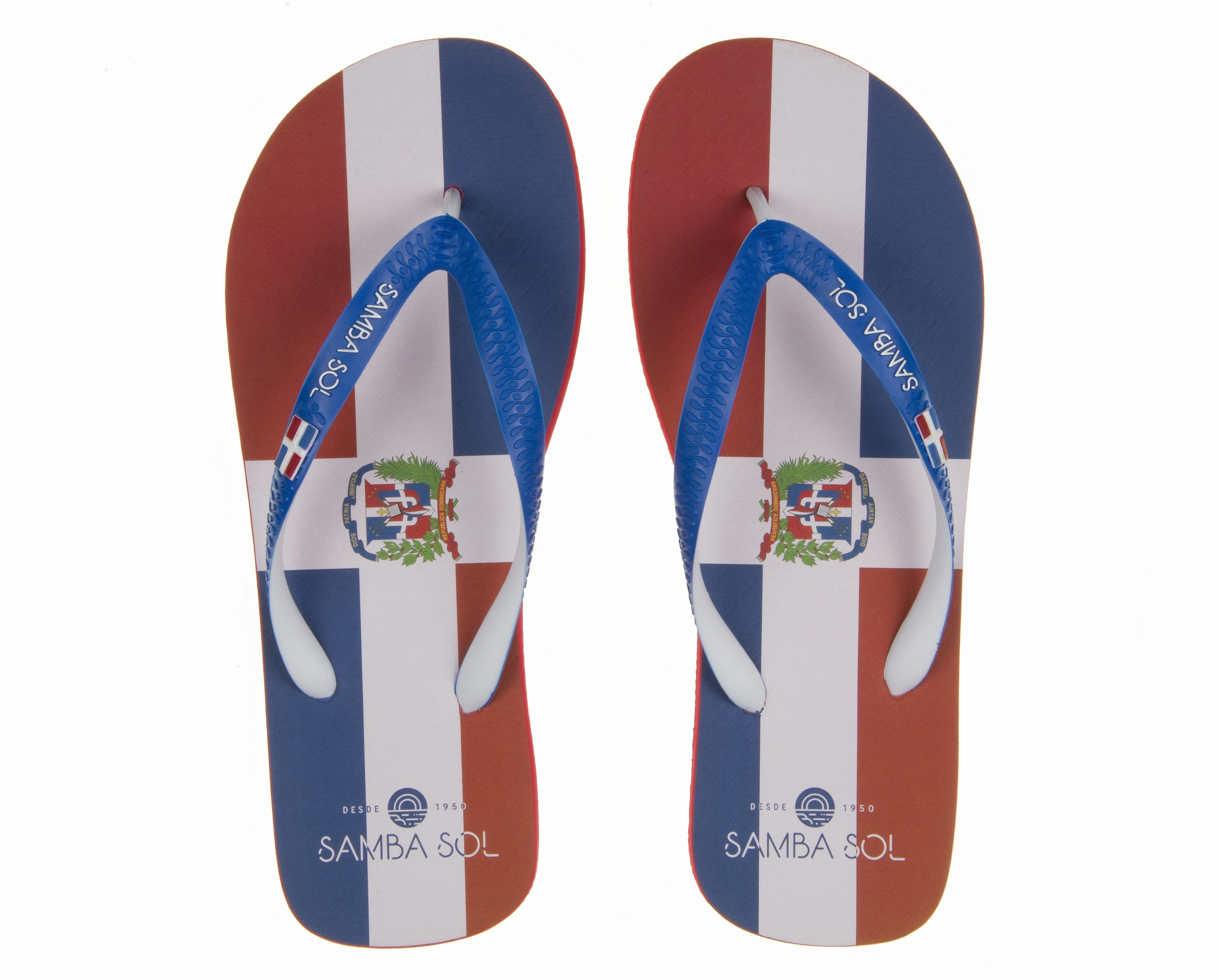 Samba Sol Men's Countries Collection Flip Flops - Dominican Republic Sparkle Ergonomic Flip Flops