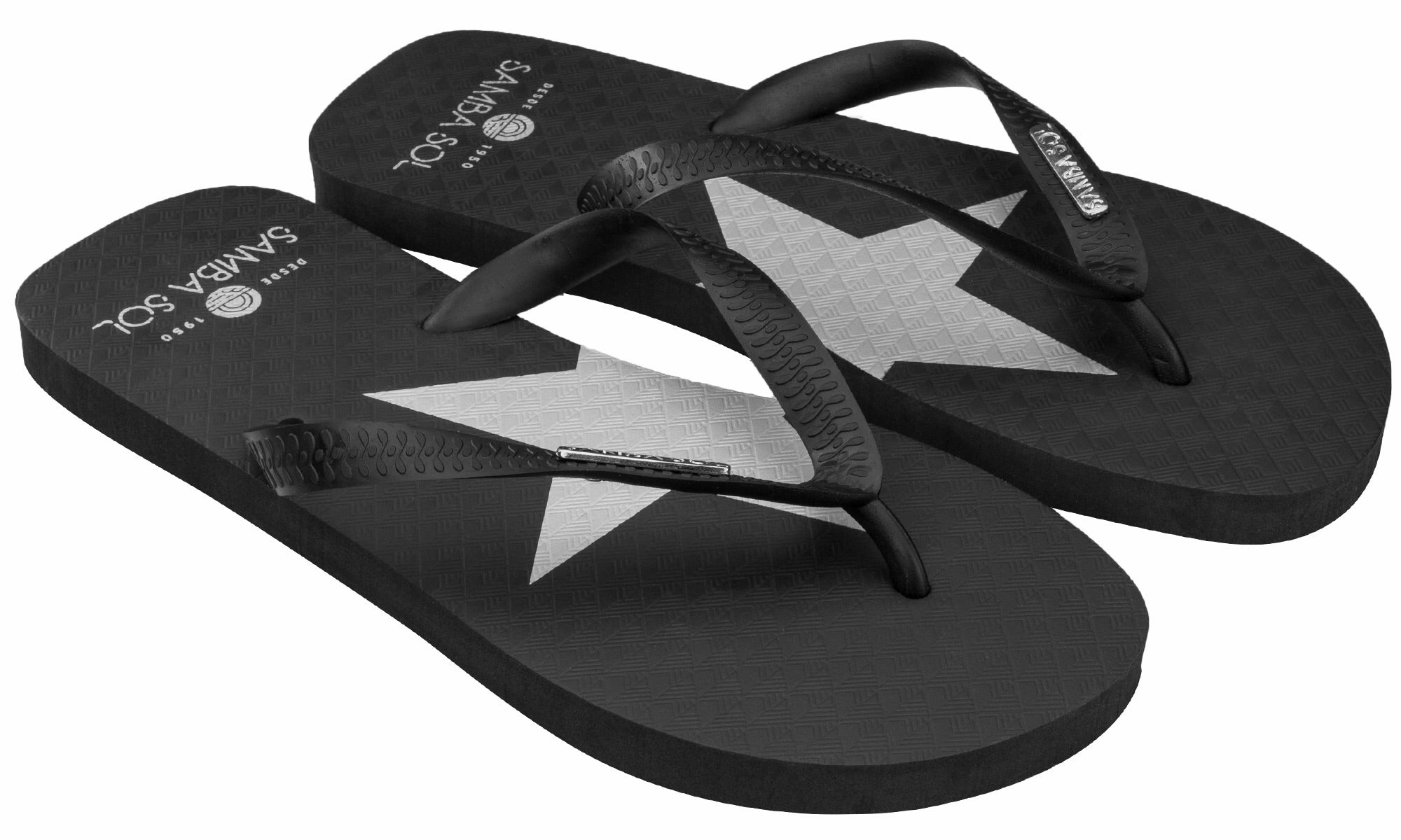 Flip Flops Crafts Samba Sol Mens Fashion Collection Flip Flops - Silver Star