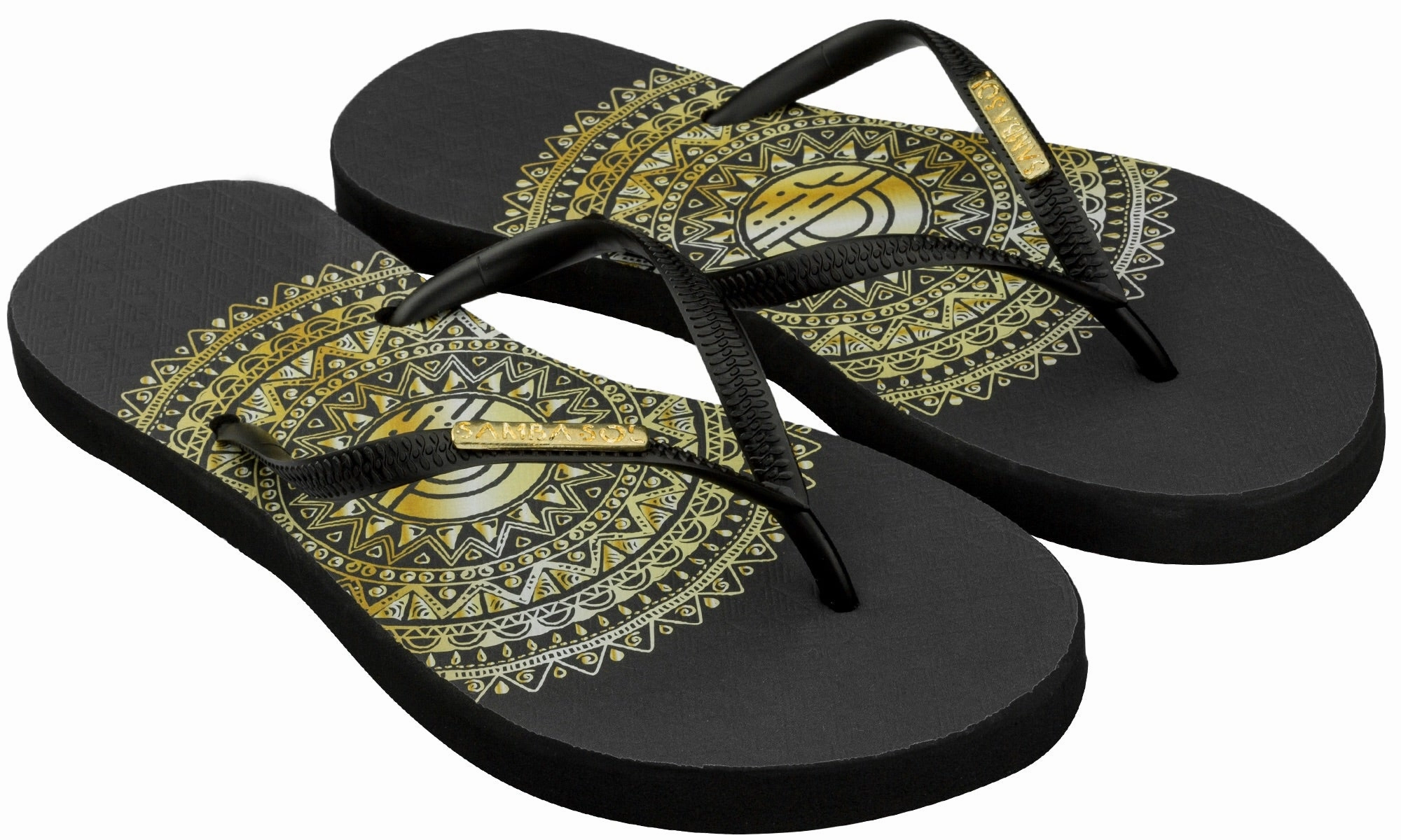 Samba Sol Women's Fashion Collection Flip Flops - Gold Medallion Fourth Of July Flip Flops