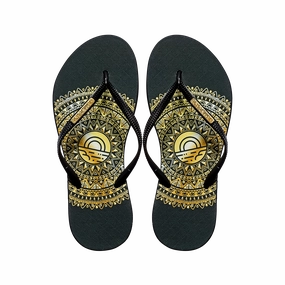 Samba Sol Women's Fashion Collection Flip Flops - Gold Medallion Band Flip Flops