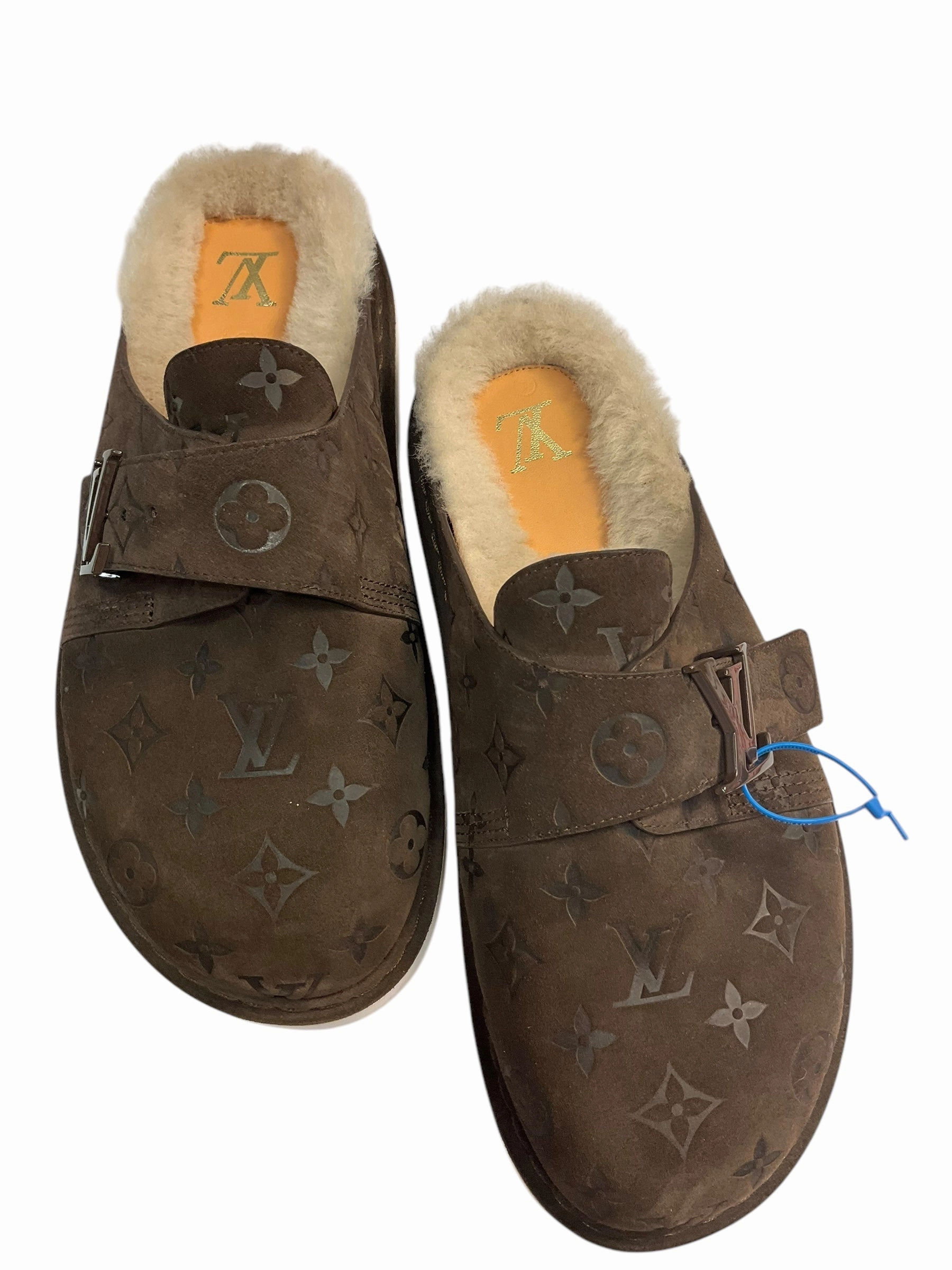 Camel Mule Shoes Shoes Luxury Designer By Louis Vuitton In Brown, Size: 9
