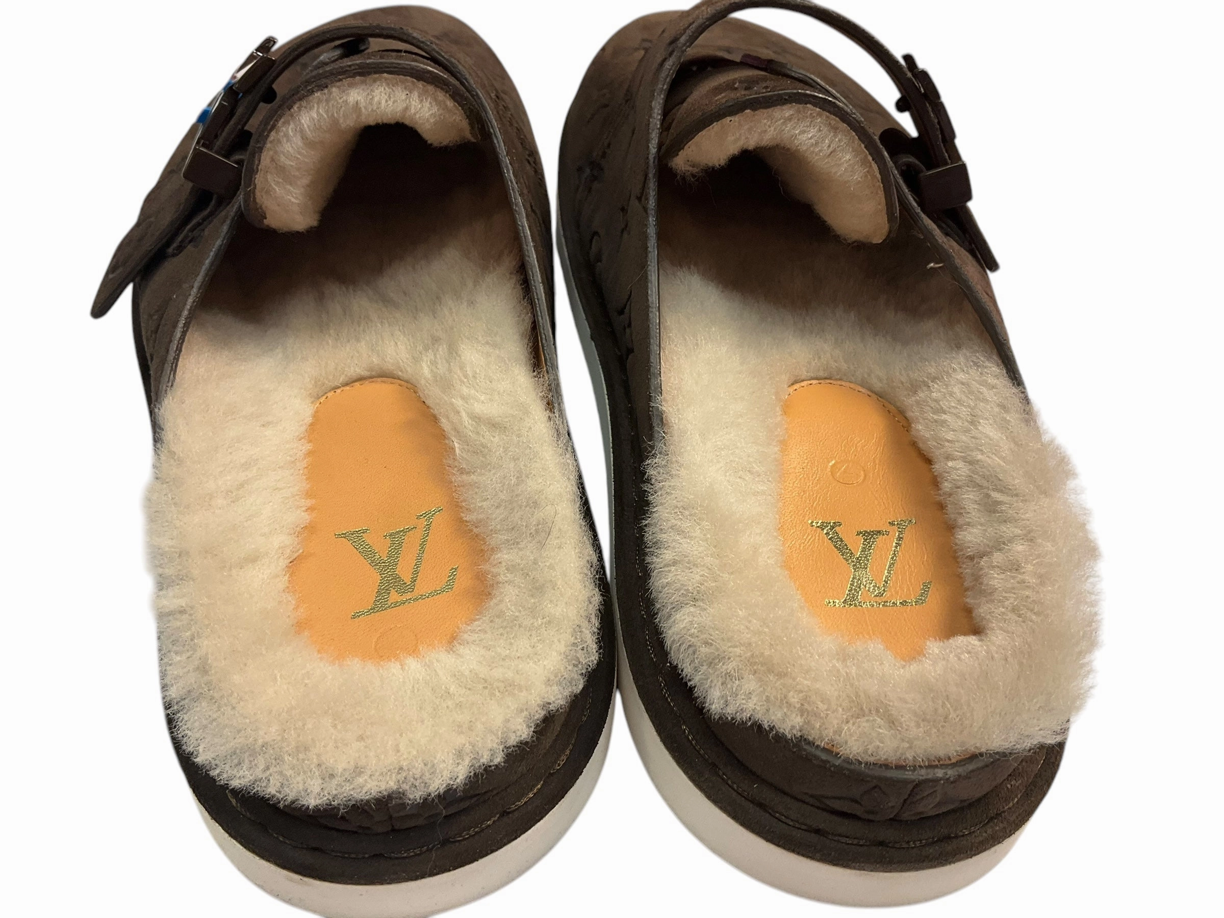 Plastic Mule Shoes Shoes Luxury Designer By Louis Vuitton In Brown, Size: 9