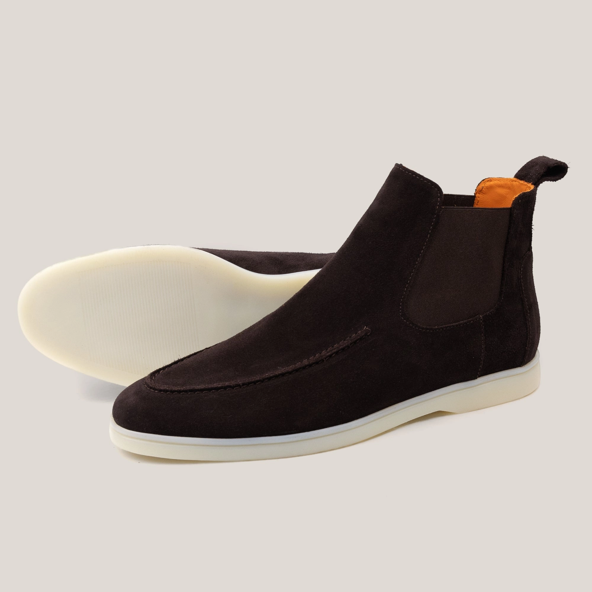 Chelsea Boots With Flannel Livorno - Dark Brown Suede - Chelsea Boots