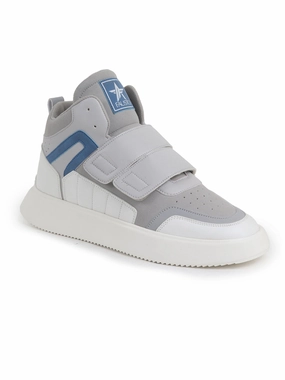 United Healthcare And Silver Sneakers Men Grey Colorblocked High Top Velcro Adjustable Classic Sneakers|Memory Cushion Insole|Street Fashion Hi-Top Sneakers