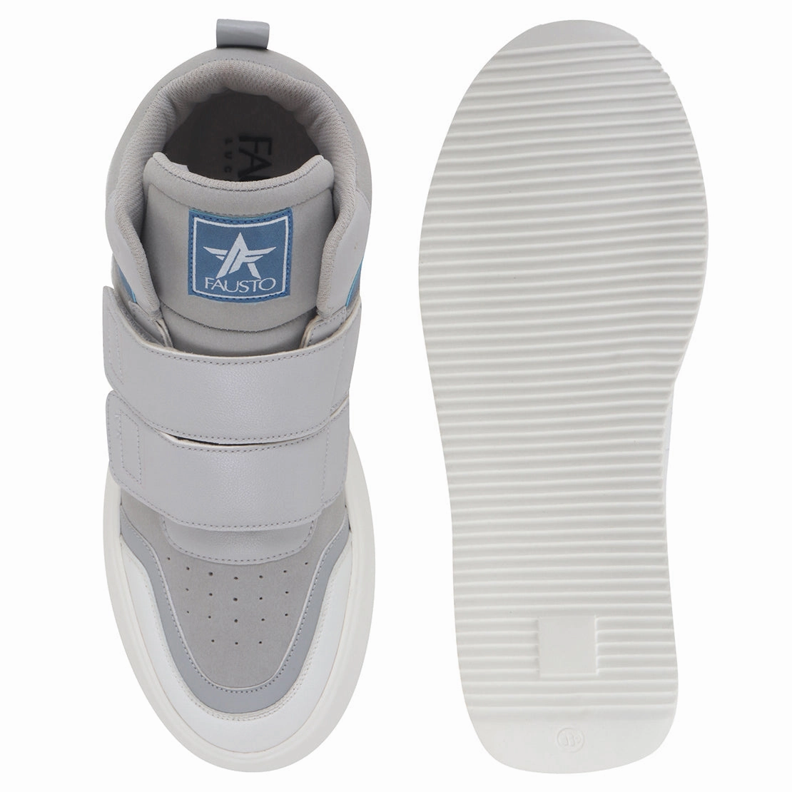 Raffles For Sneakers Men Grey Colorblocked High Top Velcro Adjustable Classic Sneakers|Memory Cushion Insole|Street Fashion Hi-Top Sneakers