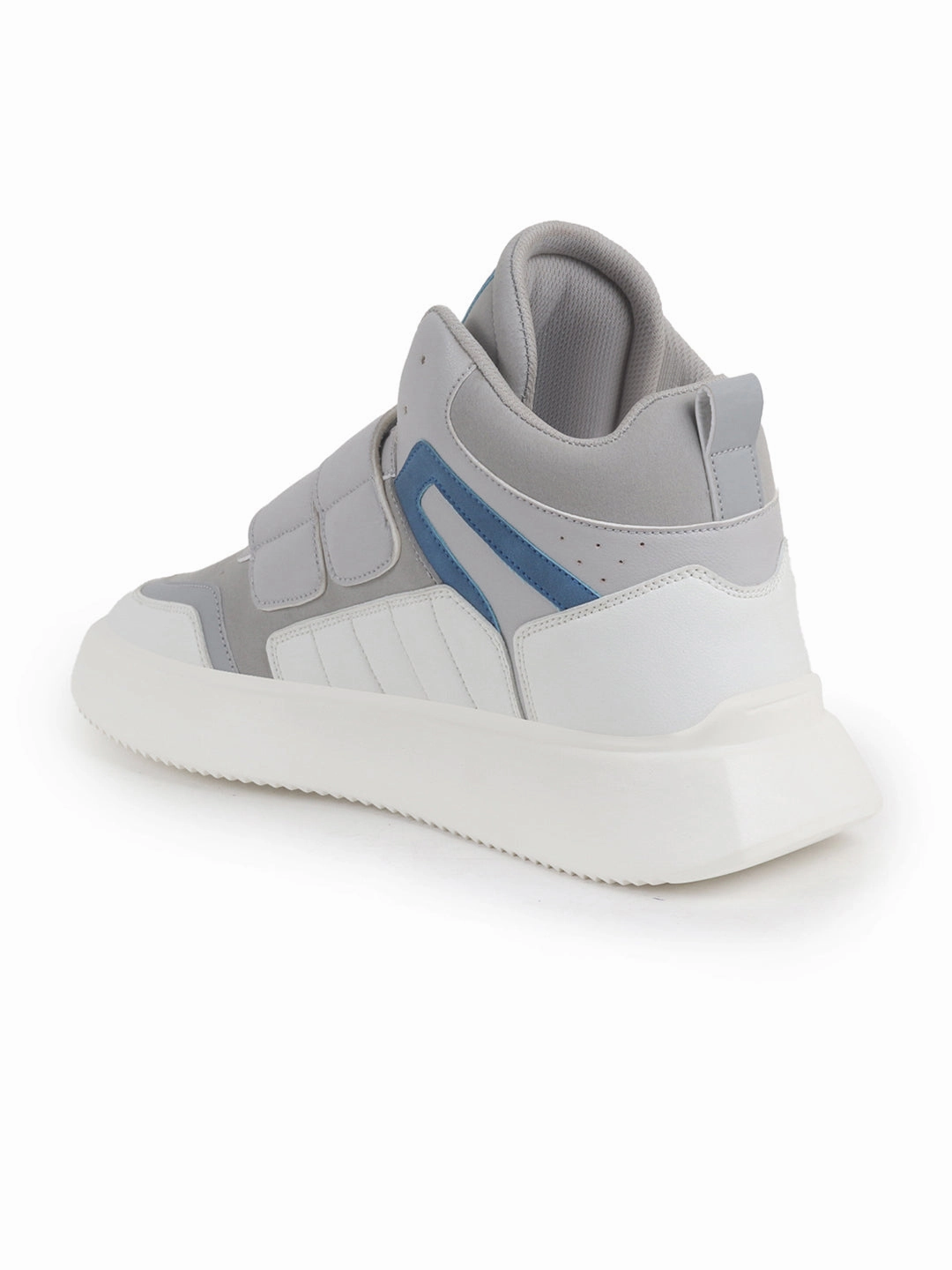 Men Grey Colorblocked High Top Velcro Adjustable Classic Sneakers|Memory Cushion Insole|Street Fashion Hi-Top Sneakers Asics Skyhand Og Sneakers