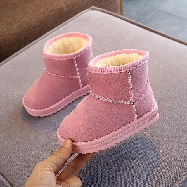 Girls Snow Boots Ankle Plush Warm Winter Kids Shoes Boys Cotton Boots Infant Toddler Shoes Casual Children Boots Flats Non-slip