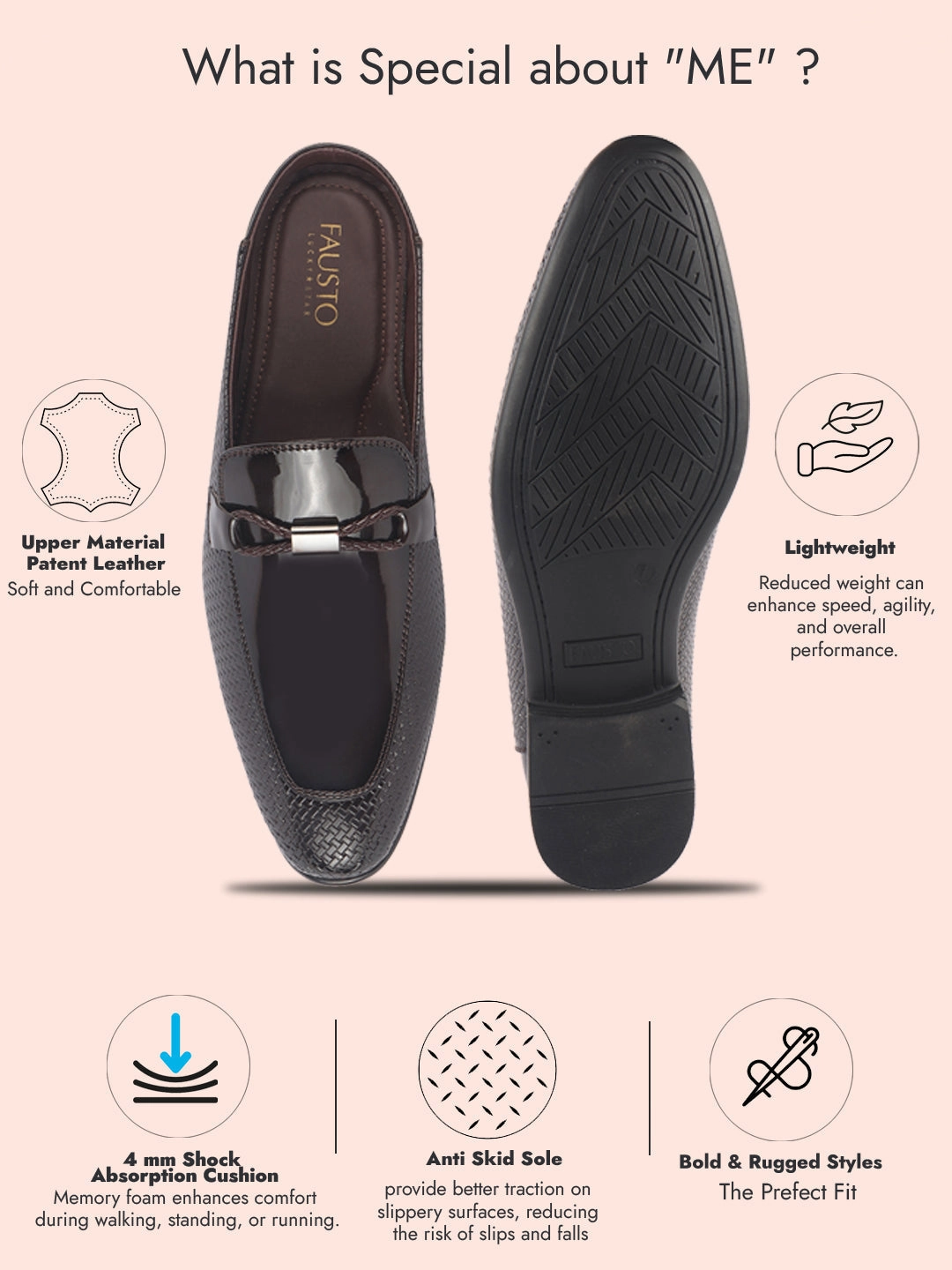 Lace Up Square Toe Work Boots Men Brown Bow Design Textured Back Open Party Formal Patent Leather Mules Shoes|All Day Long Ethnic Slip On Kurta Shoes for Wedding, Festive|Memory Cushioned Insole