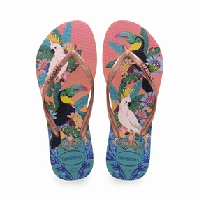 Fabric Flip Flops WOMEN'S SLIM TROPICAL FLIP FLOPS
