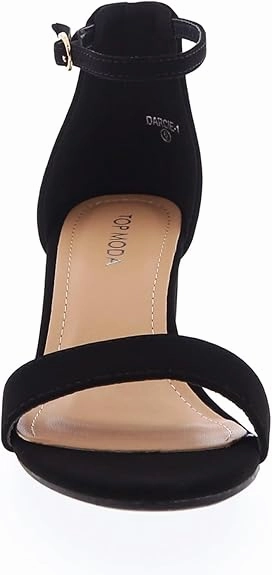 TOP Moda Darcie-1 Ankle Strap Dressy High Heel Sandal, Non-slip Sole, For Wedding, Party, Prom, Evening Wear, or Any Occasion, Sleek Style Block Heel Sandals