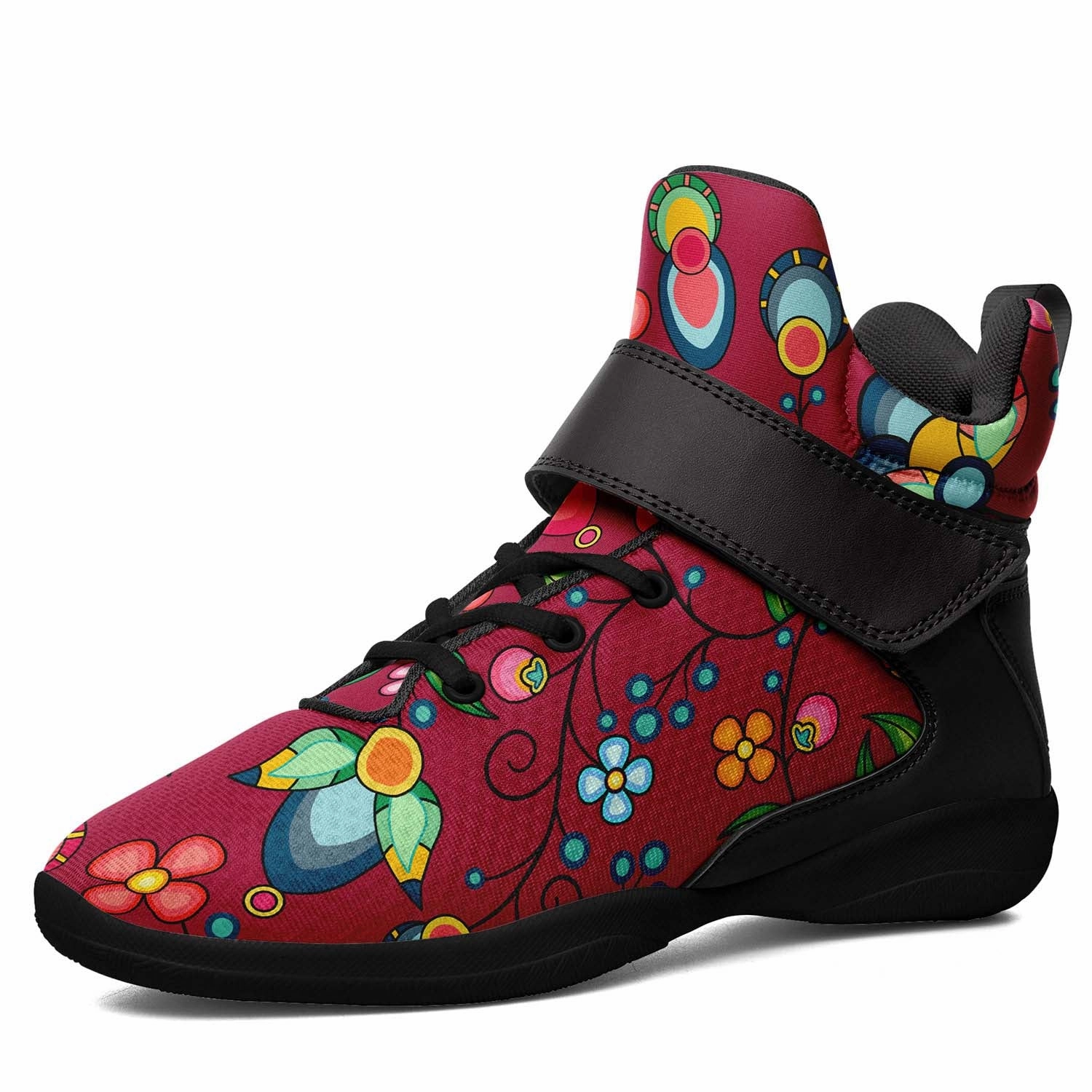 Floral Bounty Magenta Ipottaa Basketball / Sport High Top Shoes - Black Sole Basketball Shoes Stephen Curry