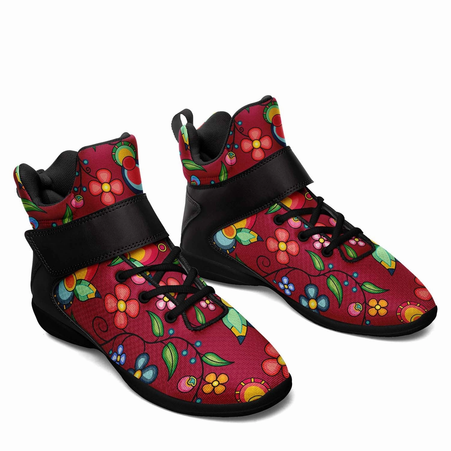 Floral Bounty Magenta Ipottaa Basketball / Sport High Top Shoes - Black Sole Atlanta Basketball Shoes