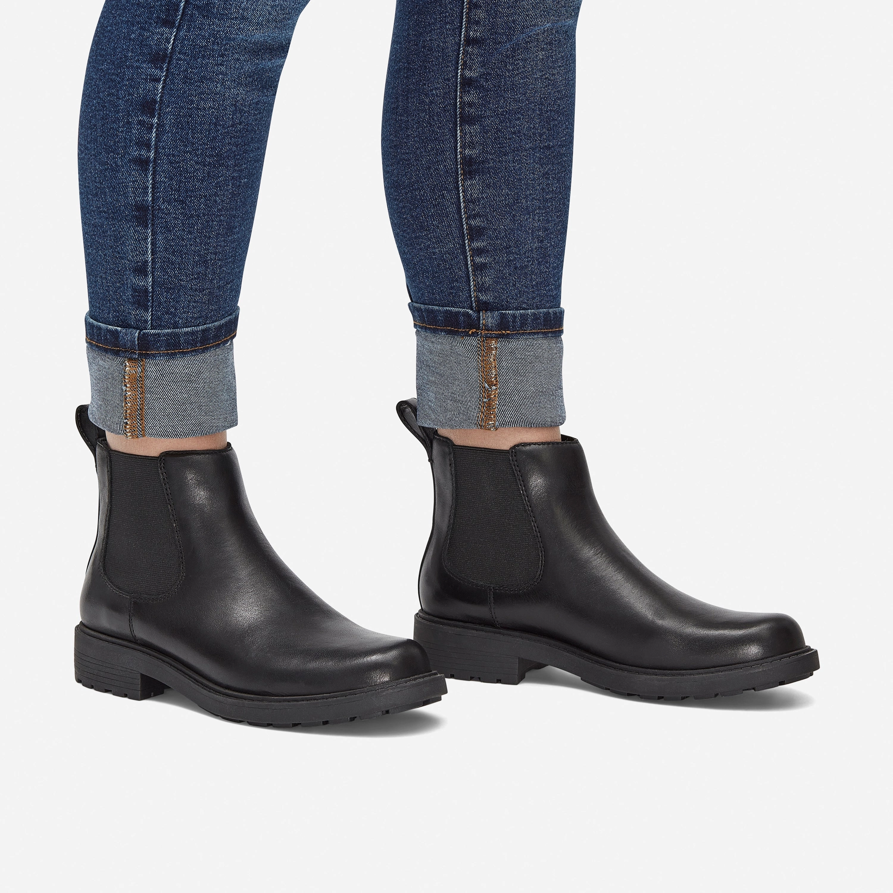 Chelsea Boots Gold Trim CLARKS | BOOTS | WOMEN | ORINOCO2 LANE BLACK LEATHER | BLACK