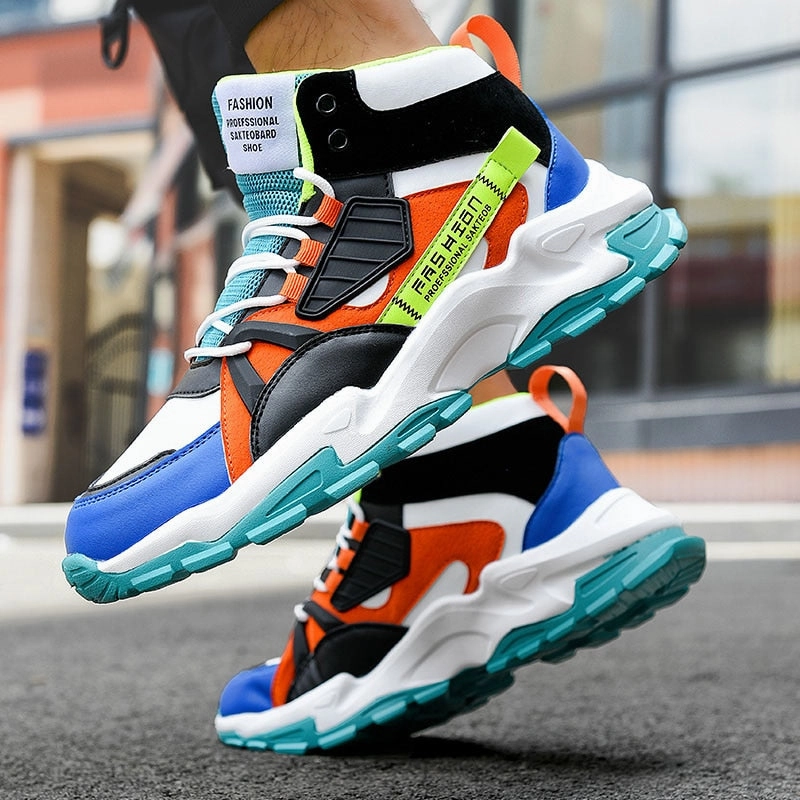 New Fashion Shoes For Men Casual High Top Chunky Sneakers Mens Trainers Tendencia 2022 Breathable Designer Zapatillas De Hombre Tan Sneakers