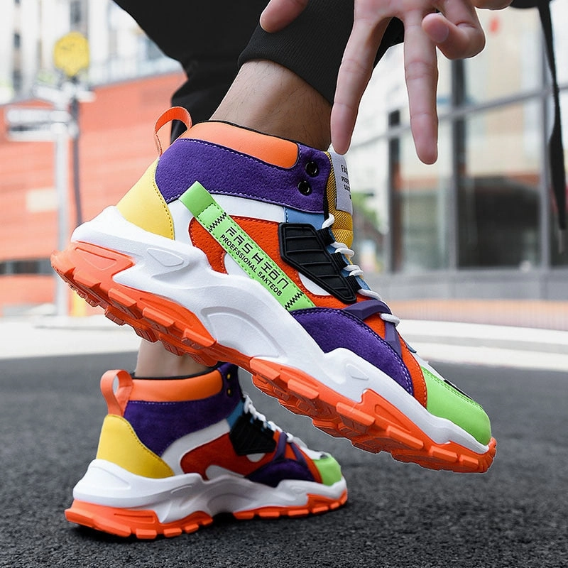 Wide Hiking Sneakers New Fashion Shoes For Men Casual High Top Chunky Sneakers Mens Trainers Tendencia 2022 Breathable Designer Zapatillas De Hombre