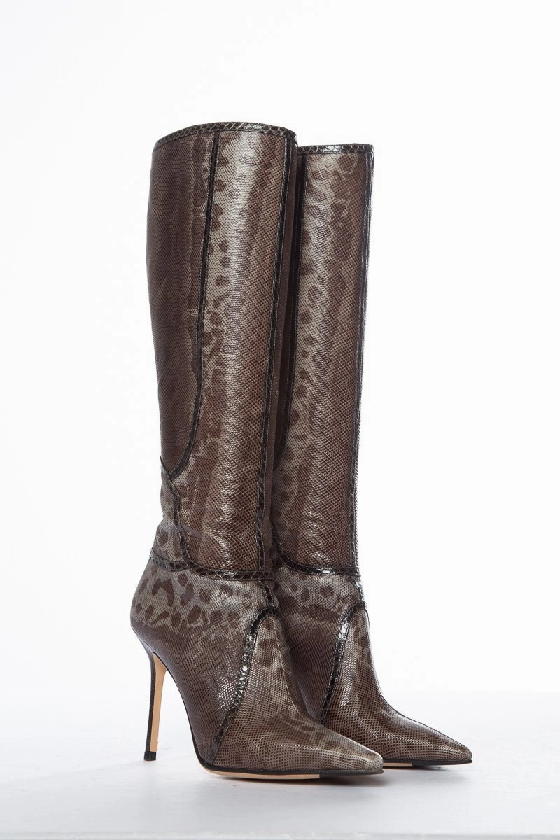 Soft Knee High Boots Jimmy Choo Karung Brown Knee-High Boots SZ 37 Sale