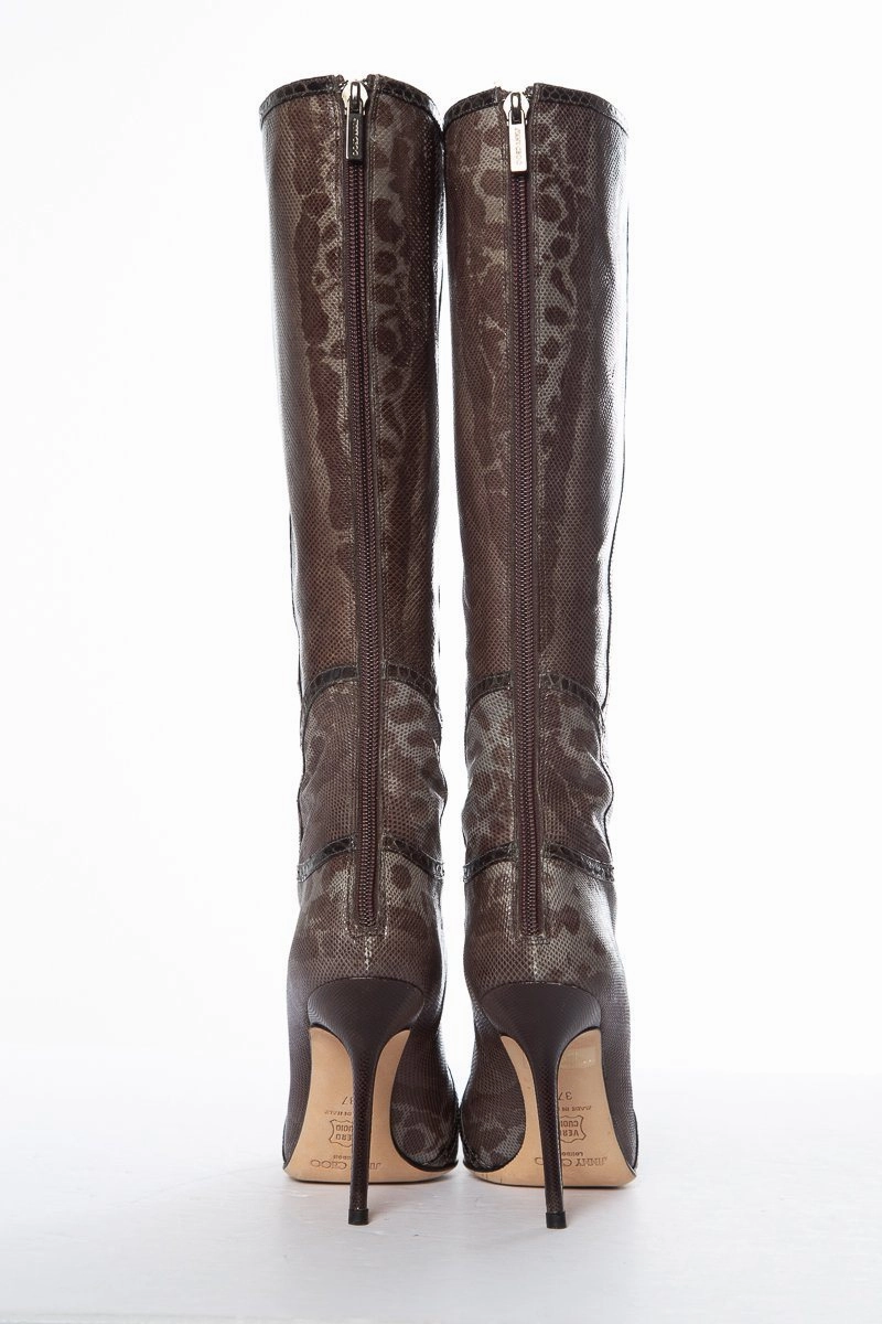 Jimmy Choo Karung Brown Knee-High Boots SZ 37 Sale Knee High Boots Flat Sole